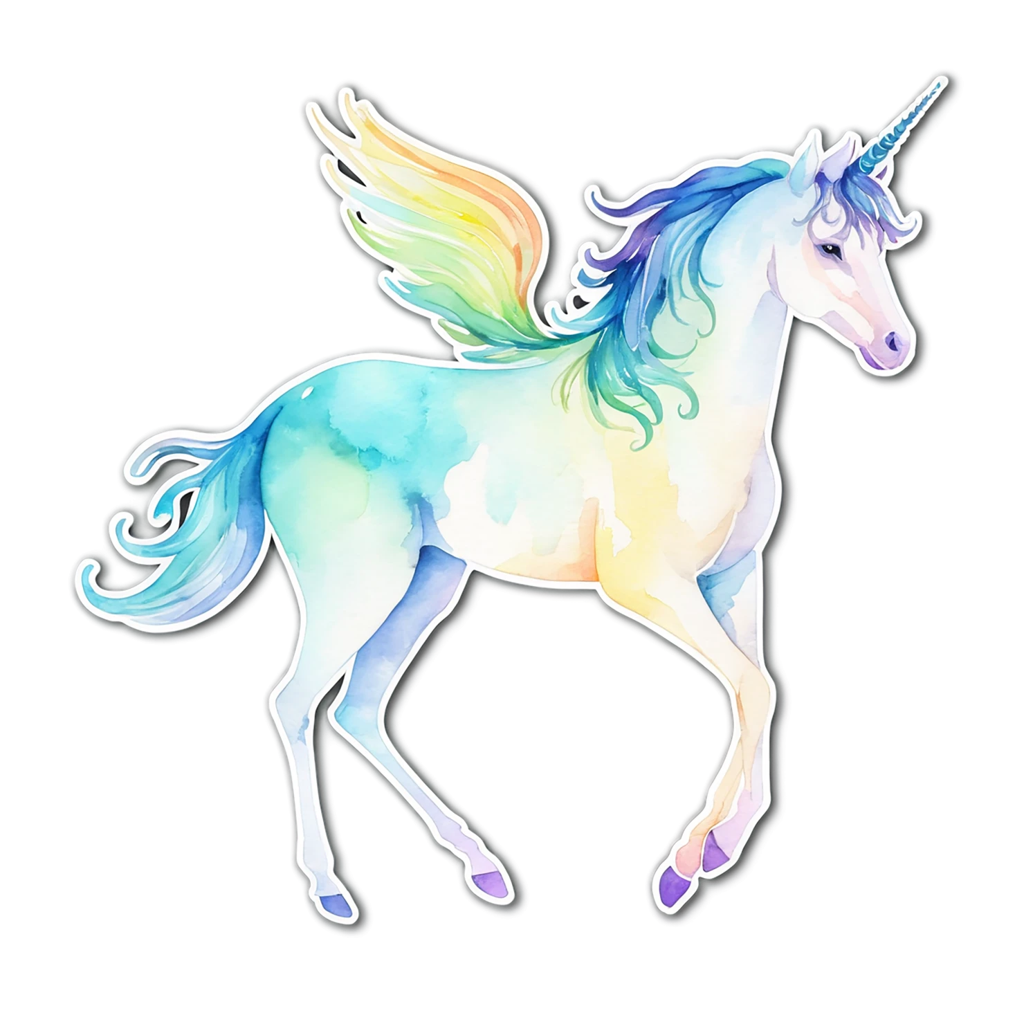 Unicorn watercolor sticker isolated on transparent background #22934