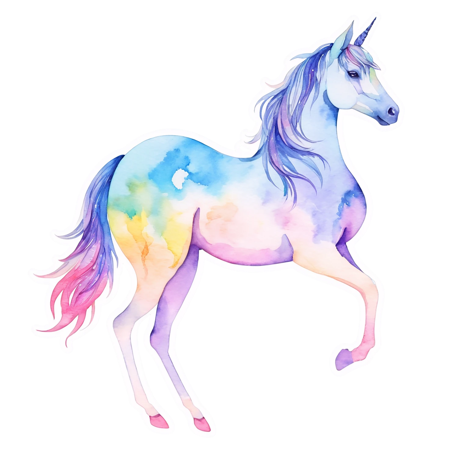 Unicorn watercolor sticker isolated on transparent background #22935