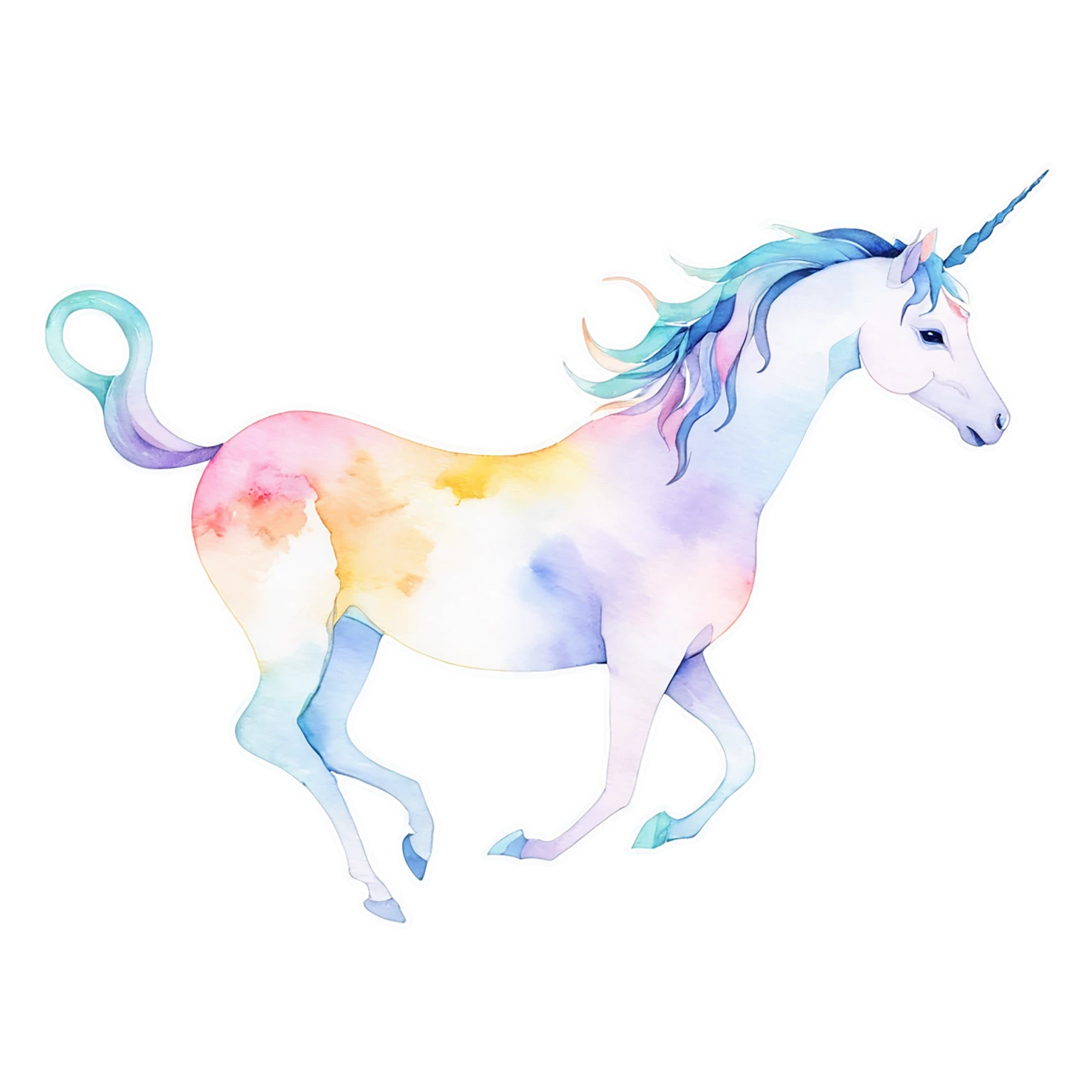 Unicorn watercolor sticker isolated on transparent background #22936