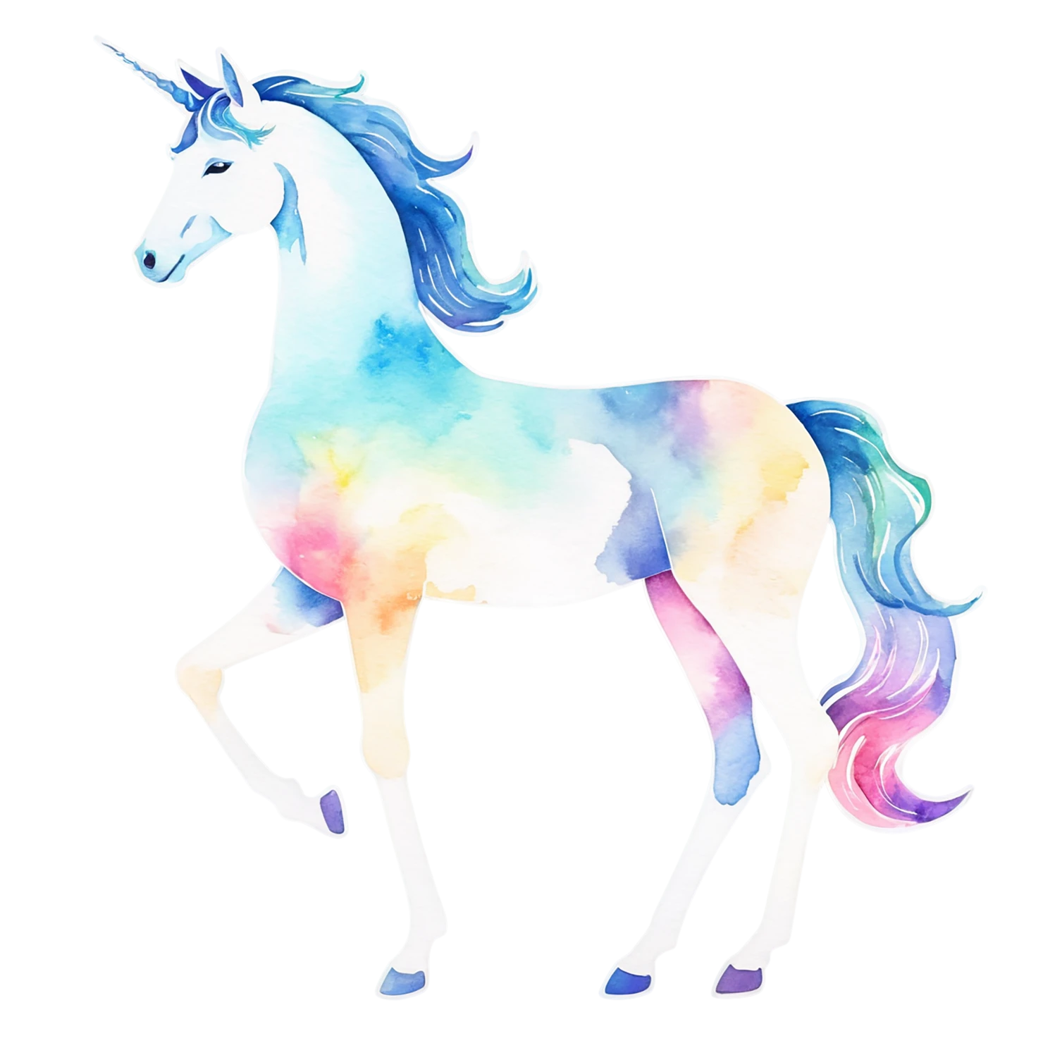 Unicorn watercolor sticker isolated on transparent background #22939