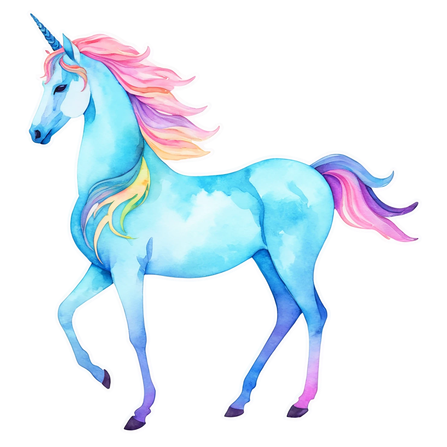 Unicorn watercolor sticker isolated on transparent background #22940