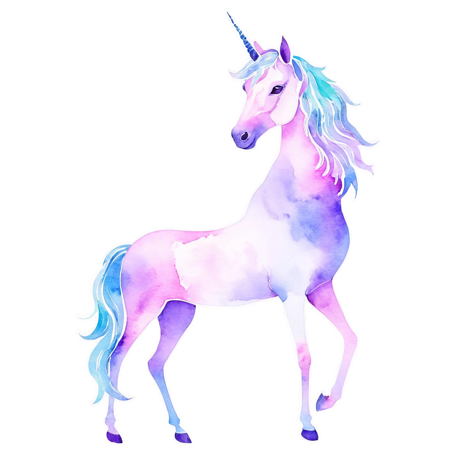Unicorn watercolor sticker isolated on transparent background #22941