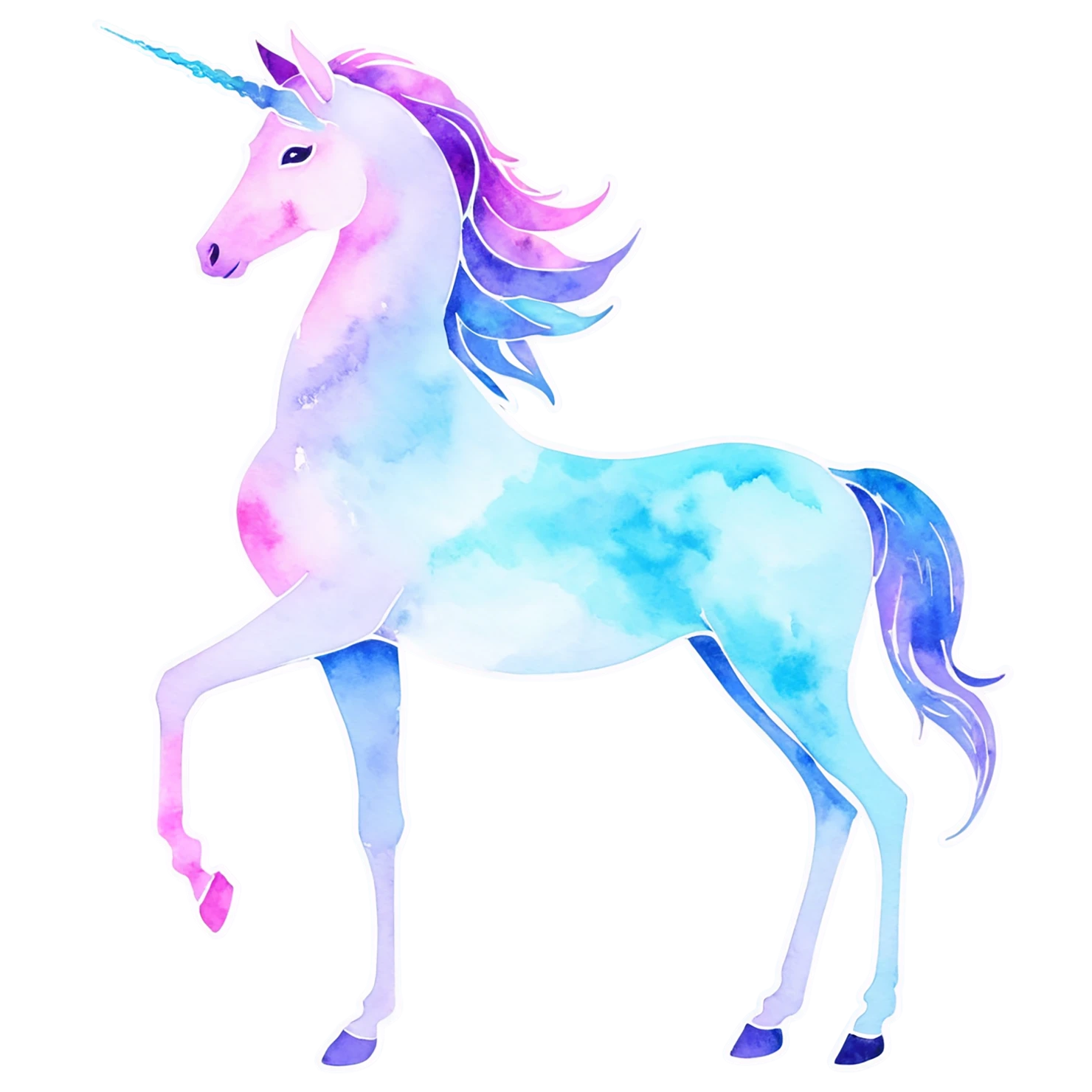 Unicorn watercolor sticker isolated on transparent background #22942