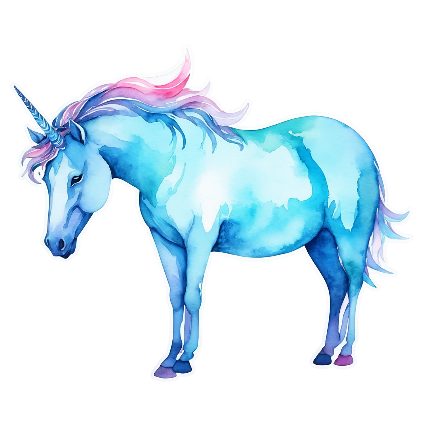 Unicorn watercolor sticker isolated on transparent background #22943
