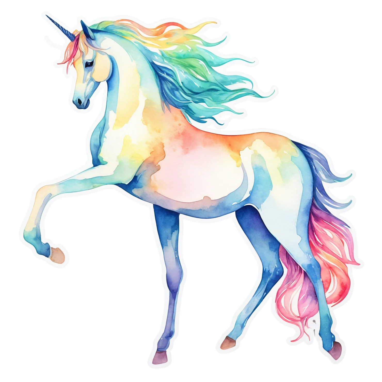Unicorn watercolor sticker isolated on transparent background #22944