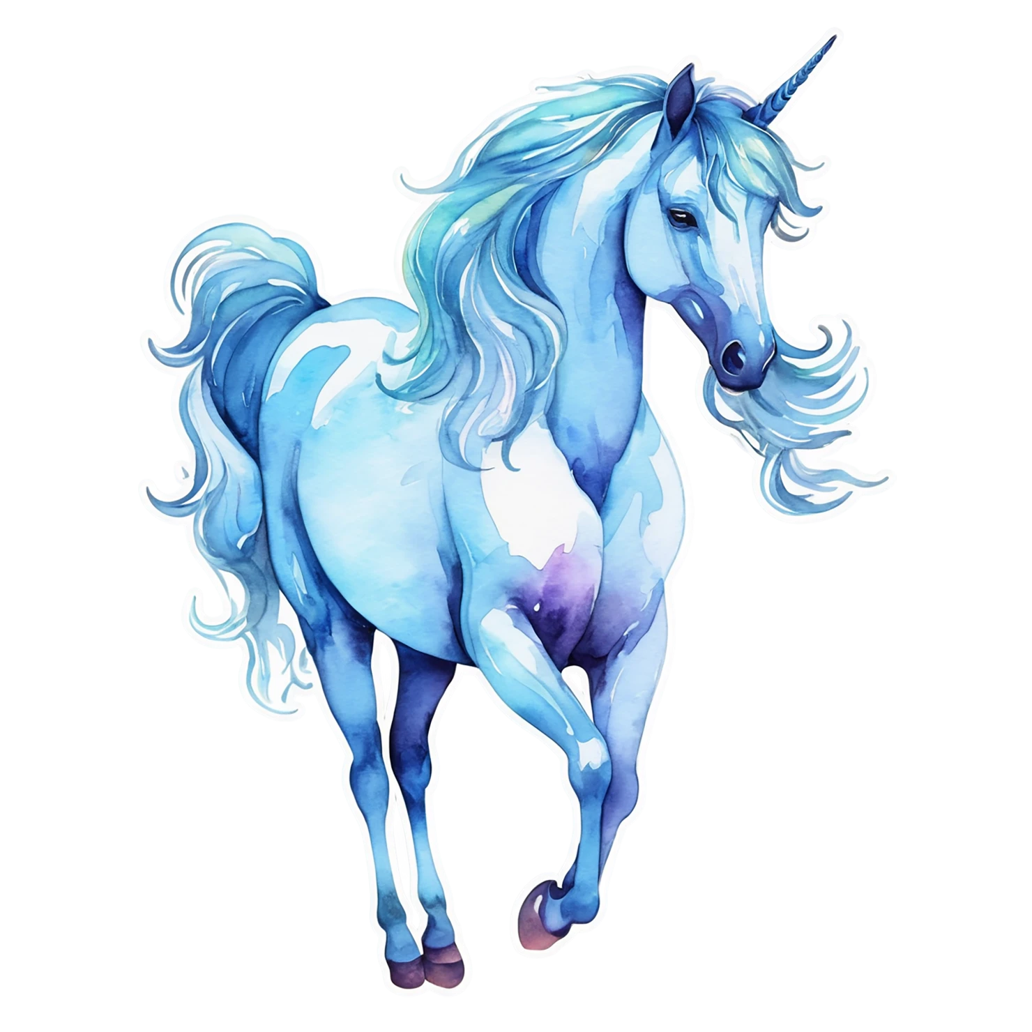 Unicorn watercolor sticker isolated on transparent background #22945