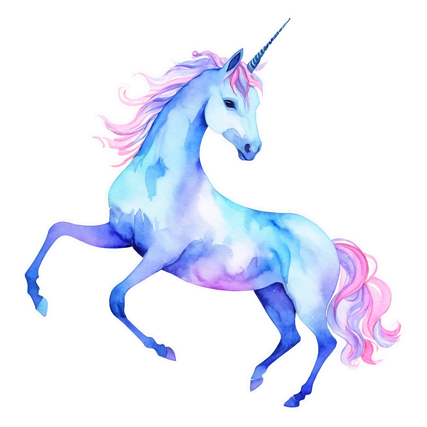 Unicorn watercolor sticker isolated on transparent background #22946