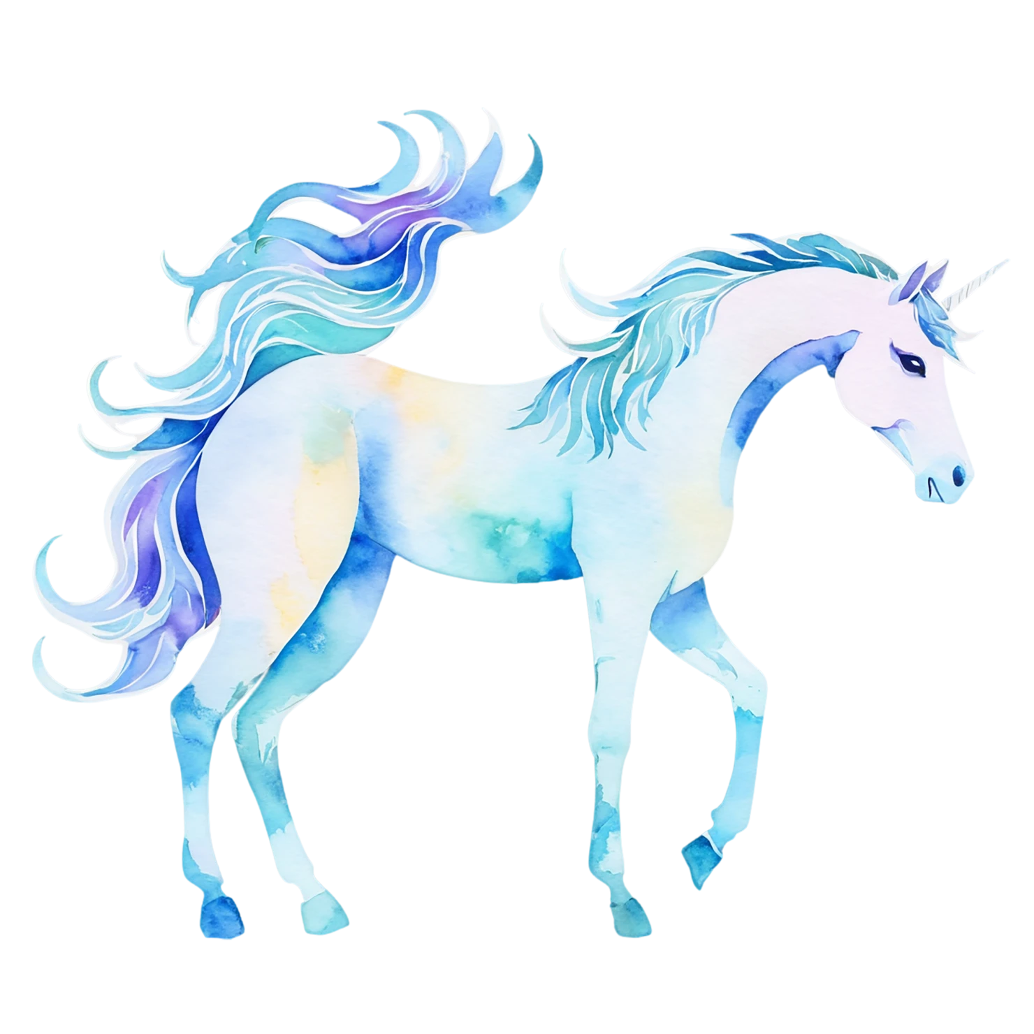 Unicorn watercolor sticker isolated on transparent background #22947