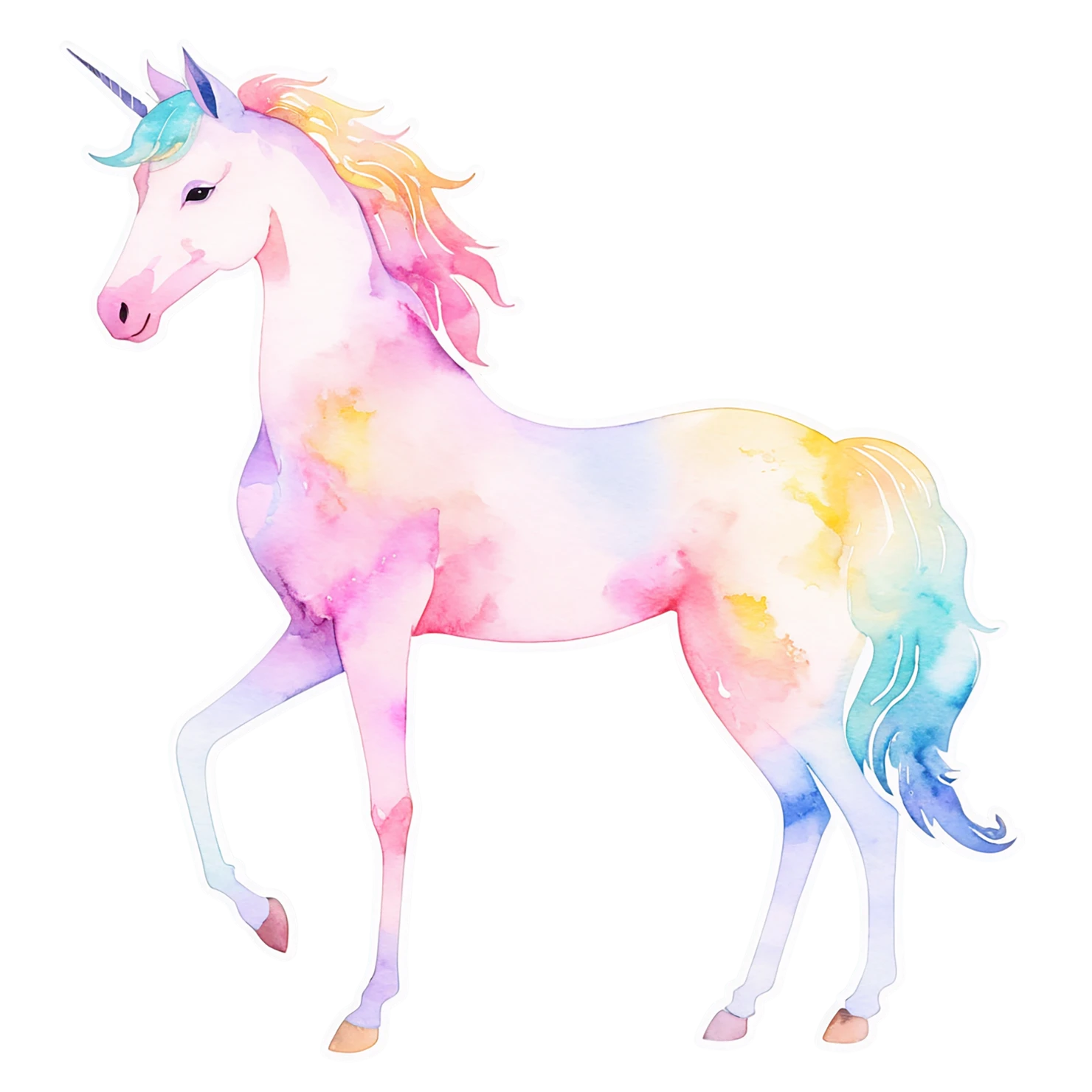Unicorn watercolor sticker isolated on transparent background #22948