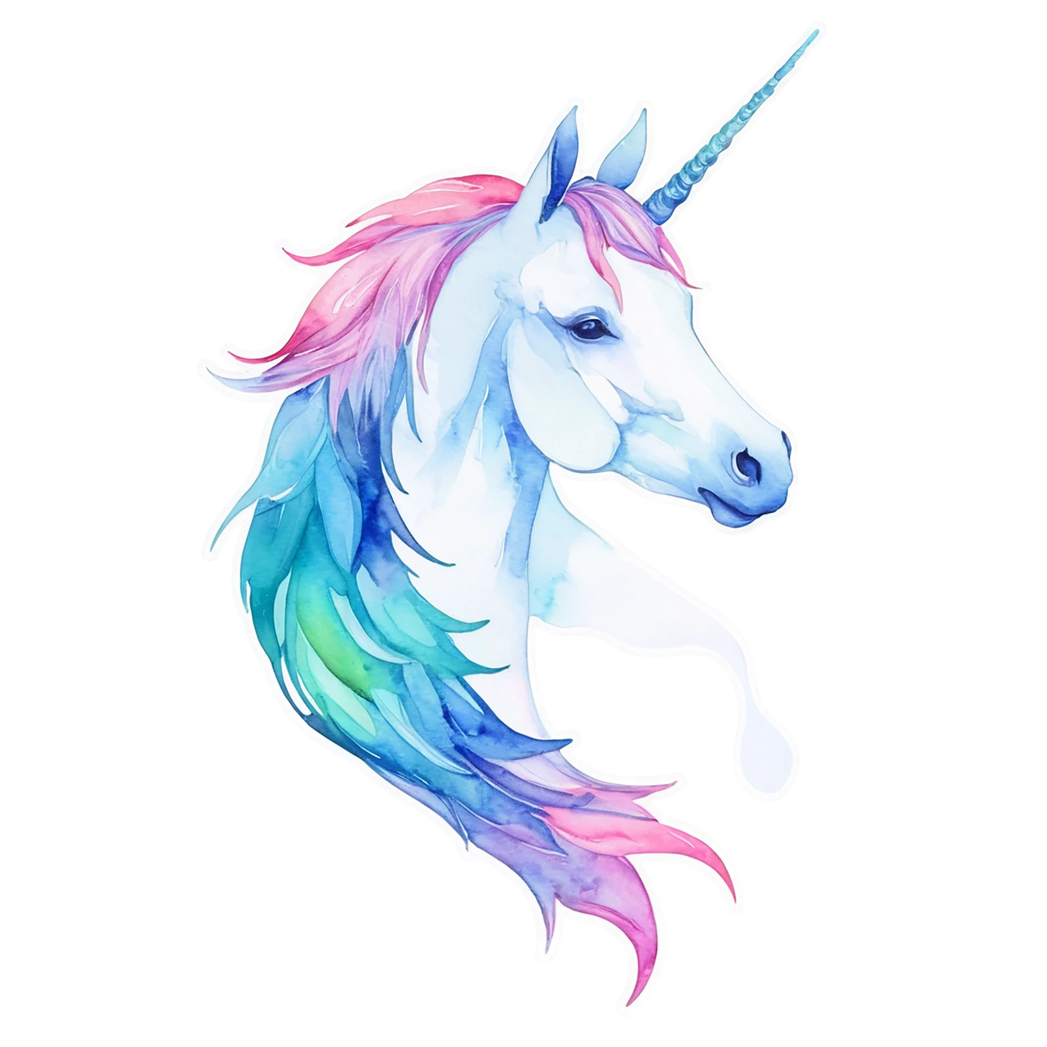 Unicorn watercolor sticker isolated on transparent background #22949
