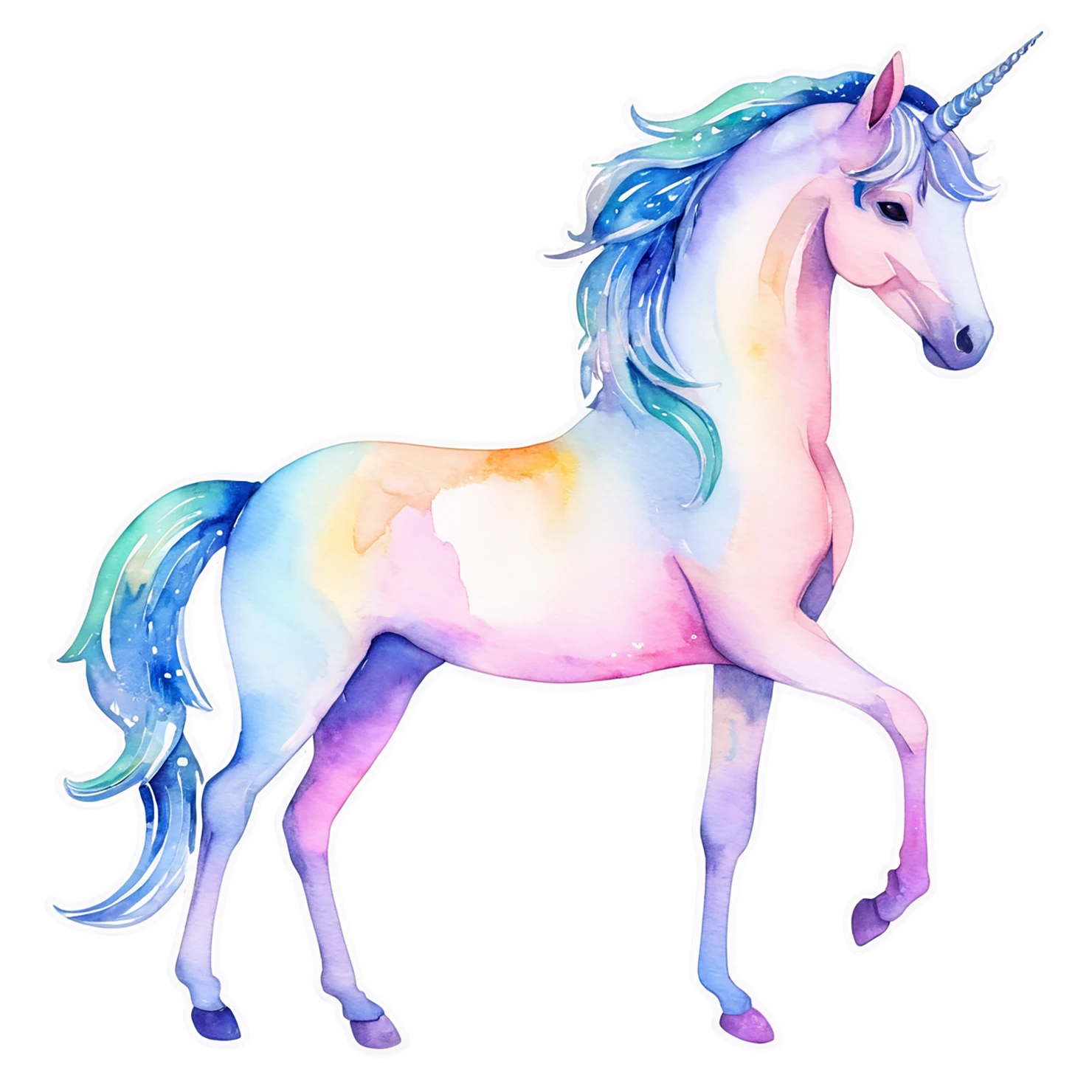 Unicorn watercolor sticker isolated on transparent background #22951