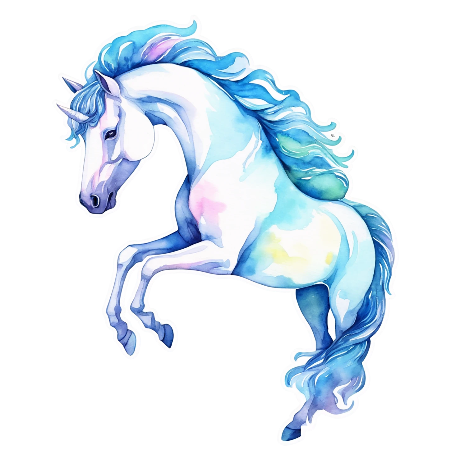 Unicorn watercolor sticker isolated on transparent background #22952