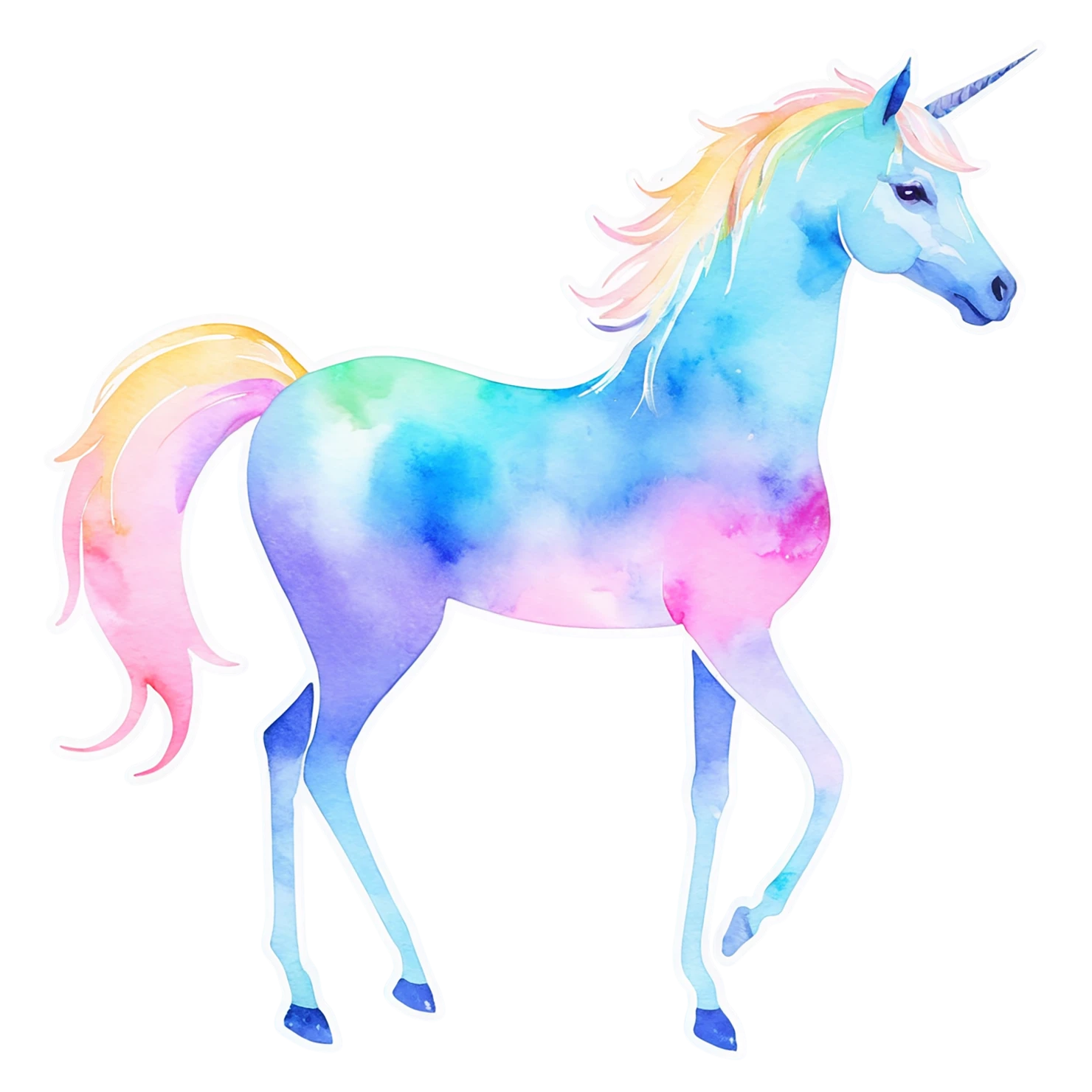 Unicorn watercolor sticker isolated on transparent background #22955