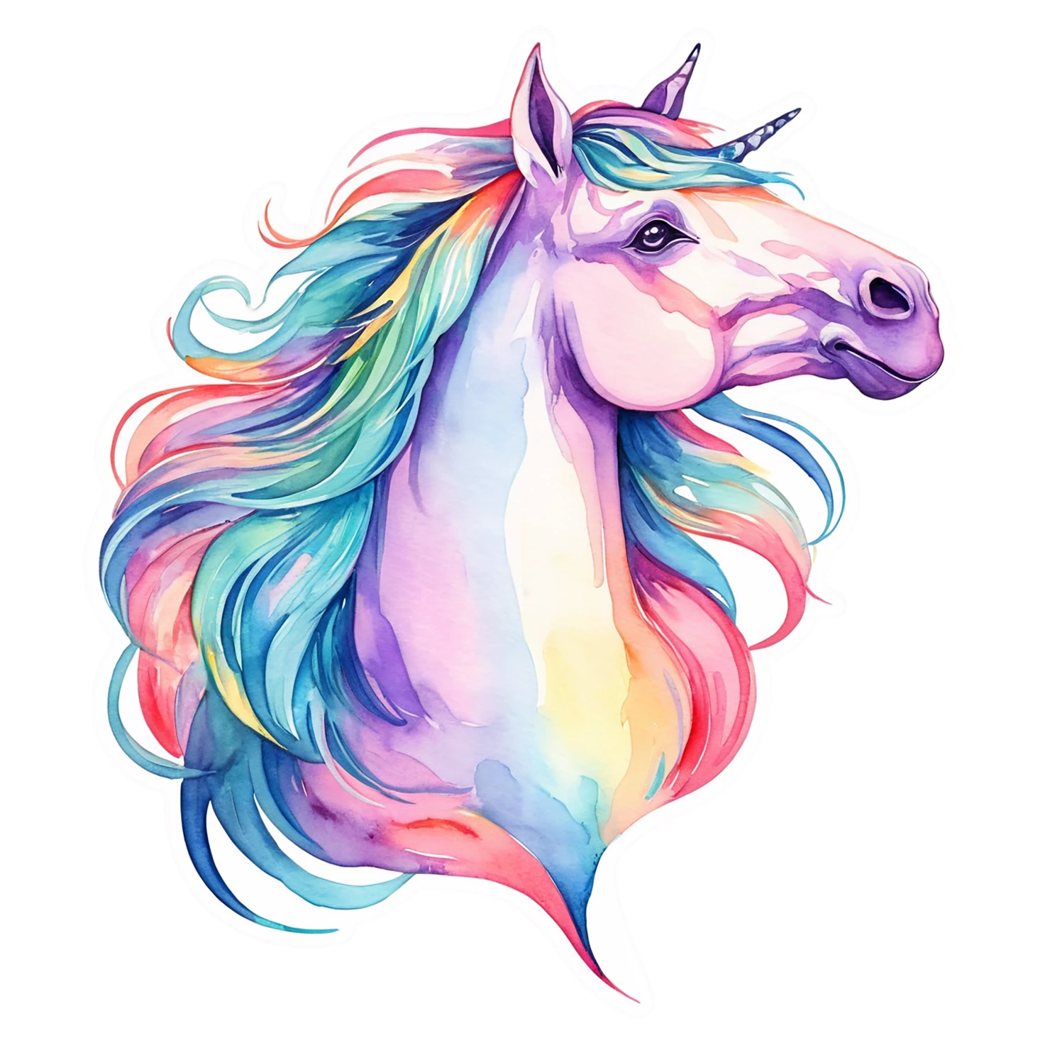 Unicorn watercolor sticker isolated on transparent background #22956