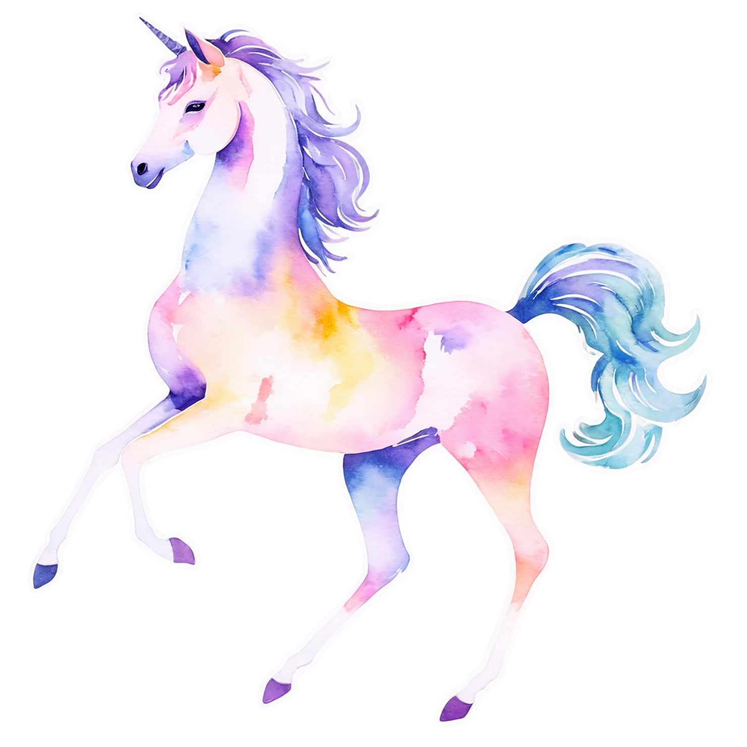 Unicorn watercolor sticker isolated on transparent background #22957