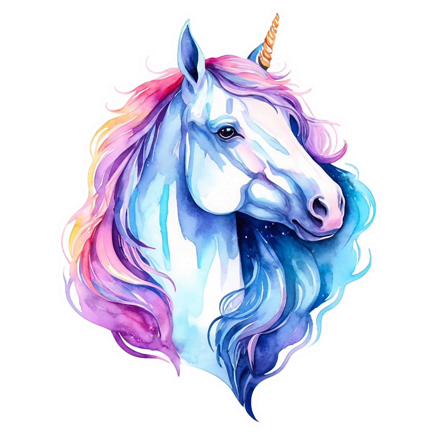 Unicorn watercolor sticker isolated on transparent background #22958