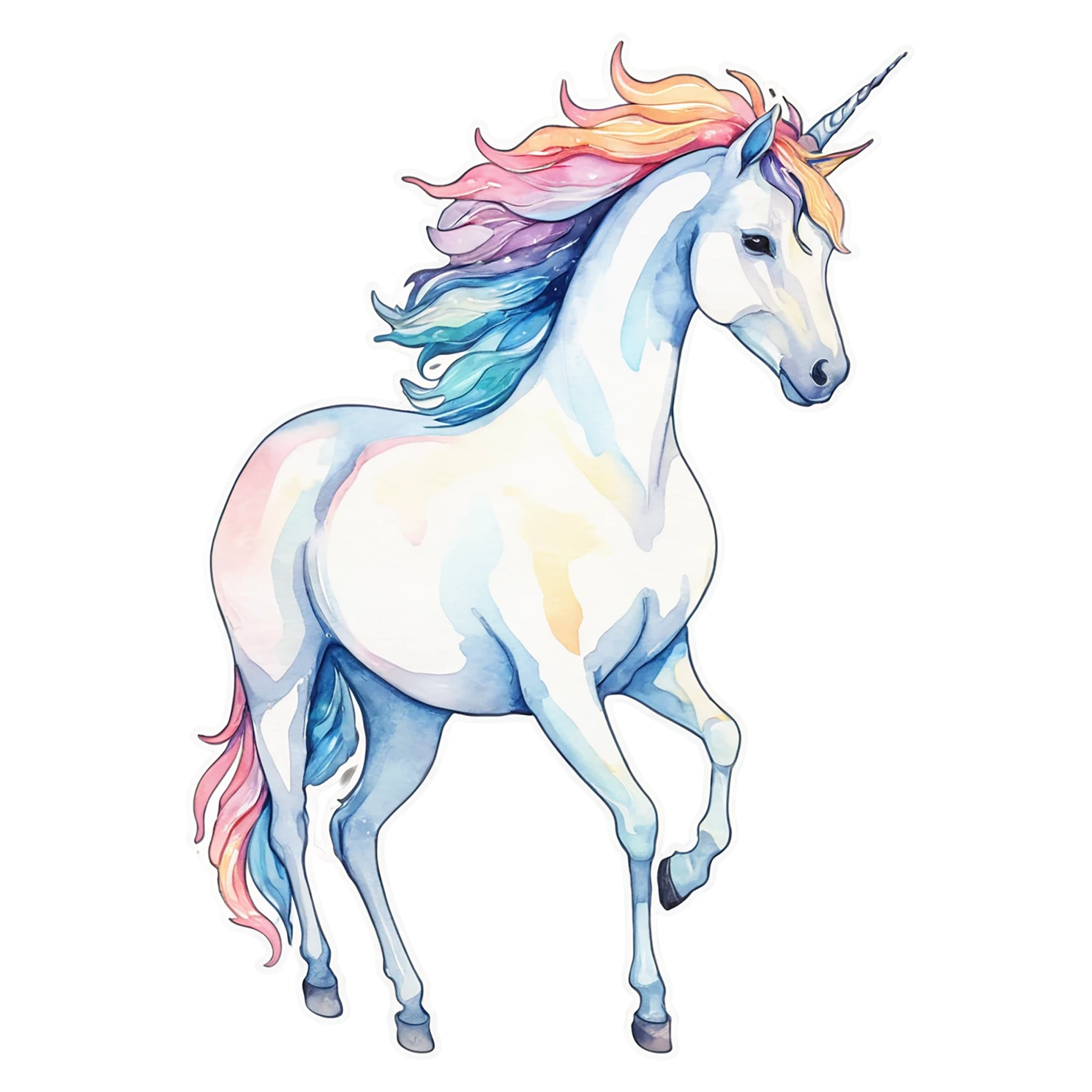 Unicorn watercolor sticker isolated on transparent background #22959