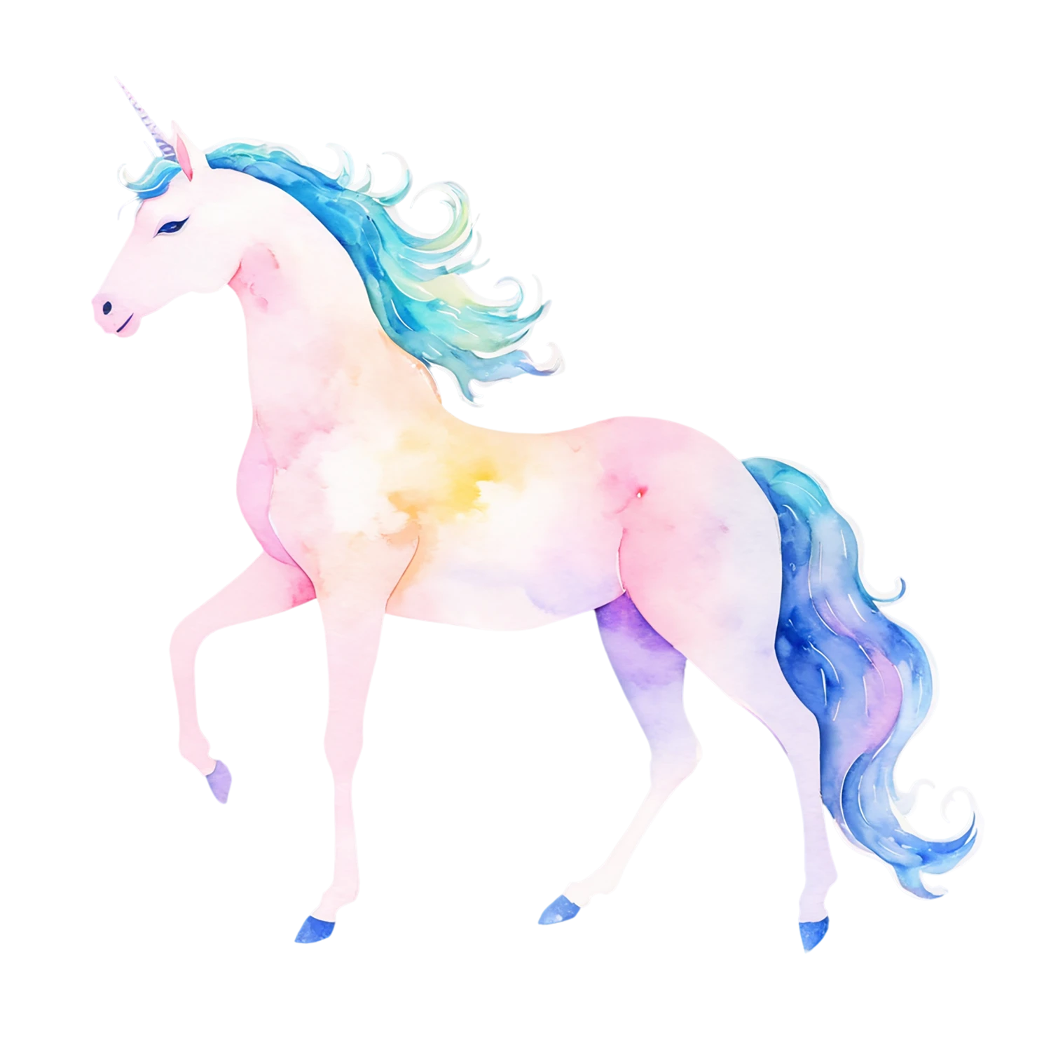 Unicorn watercolor sticker isolated on transparent background #22960