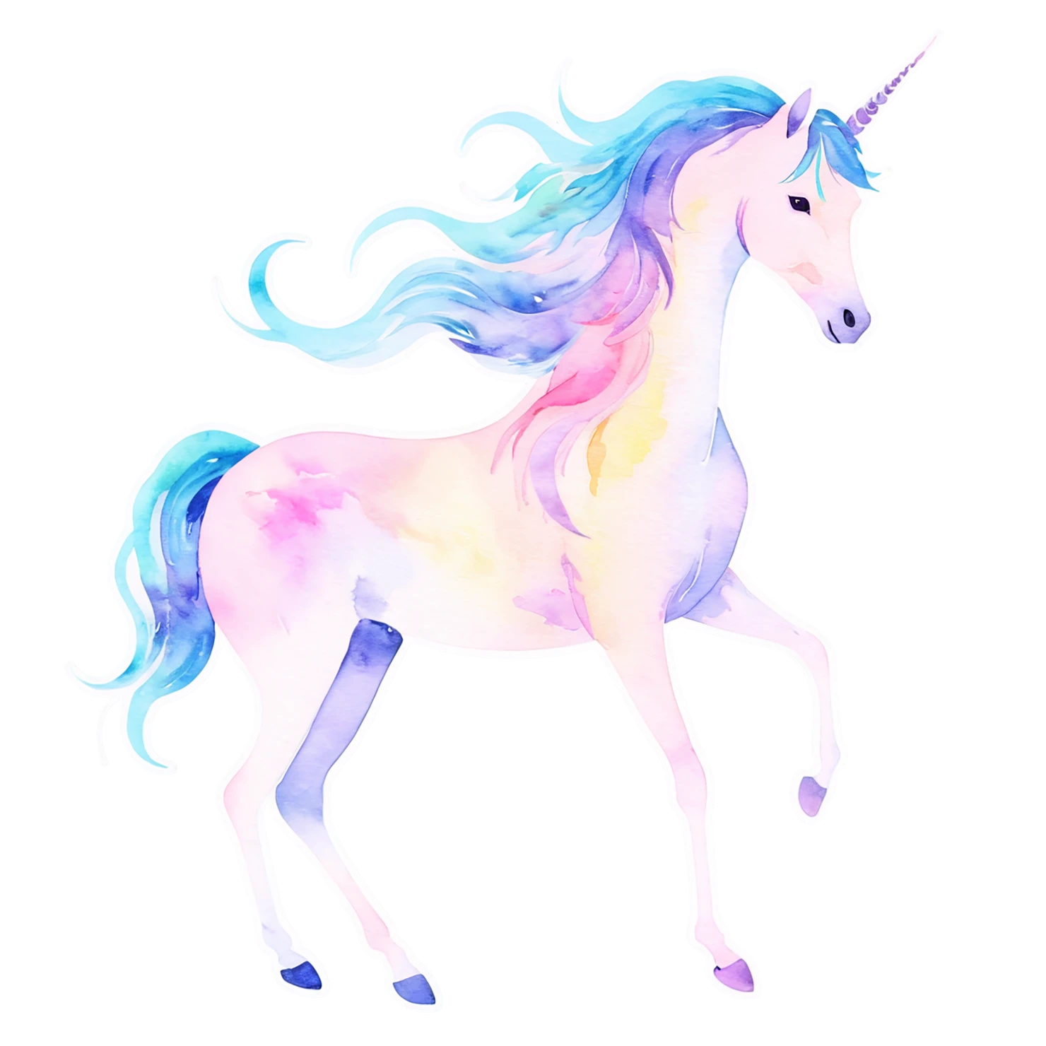 Unicorn watercolor sticker isolated on transparent background #22961