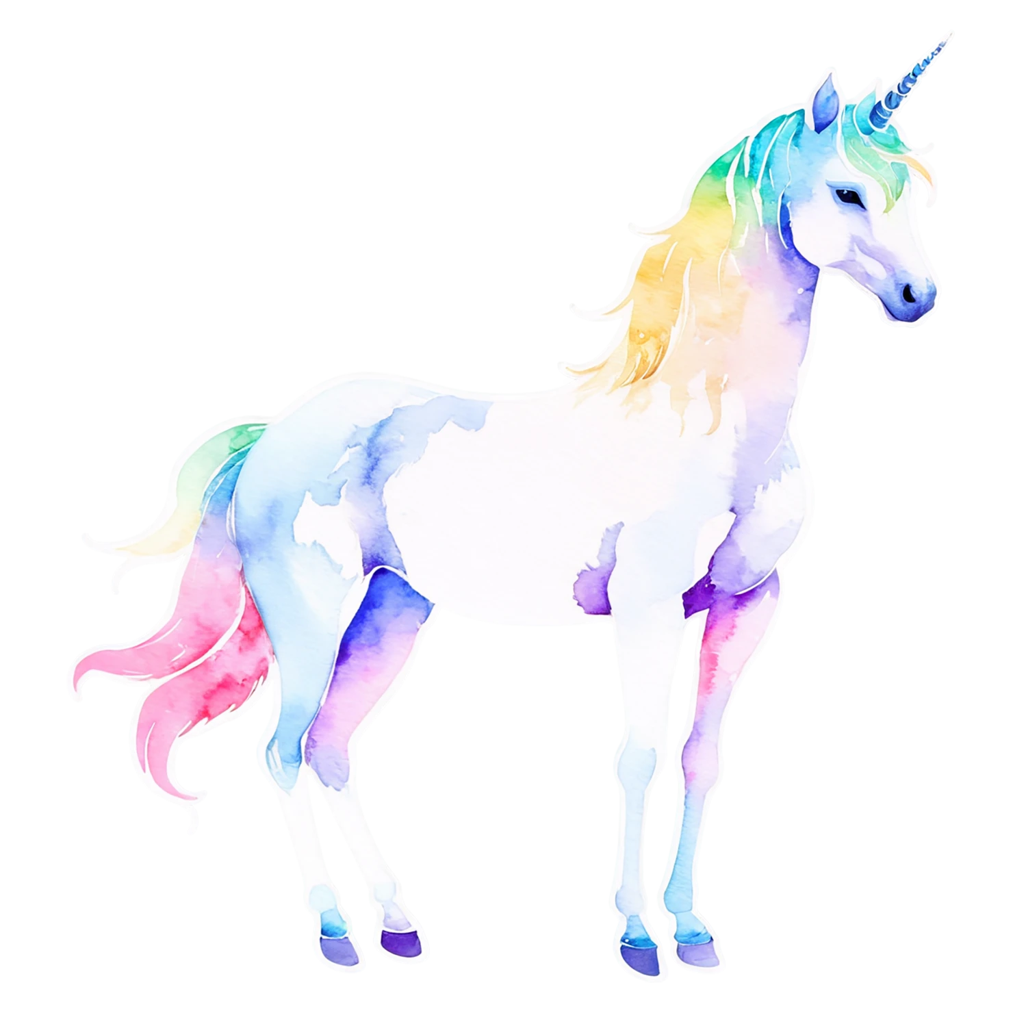 Unicorn watercolor sticker isolated on transparent background #22962