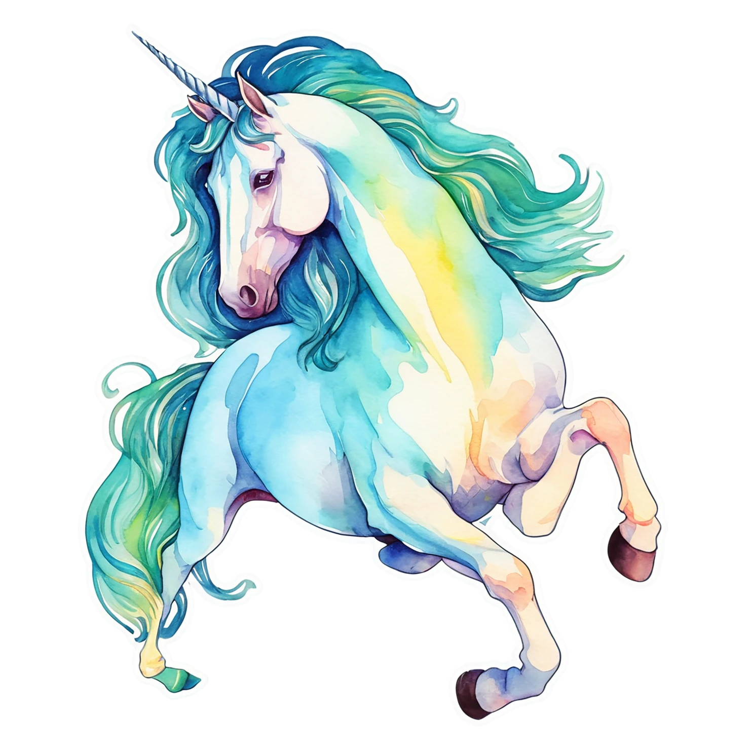 Unicorn watercolor sticker isolated on transparent background #22963
