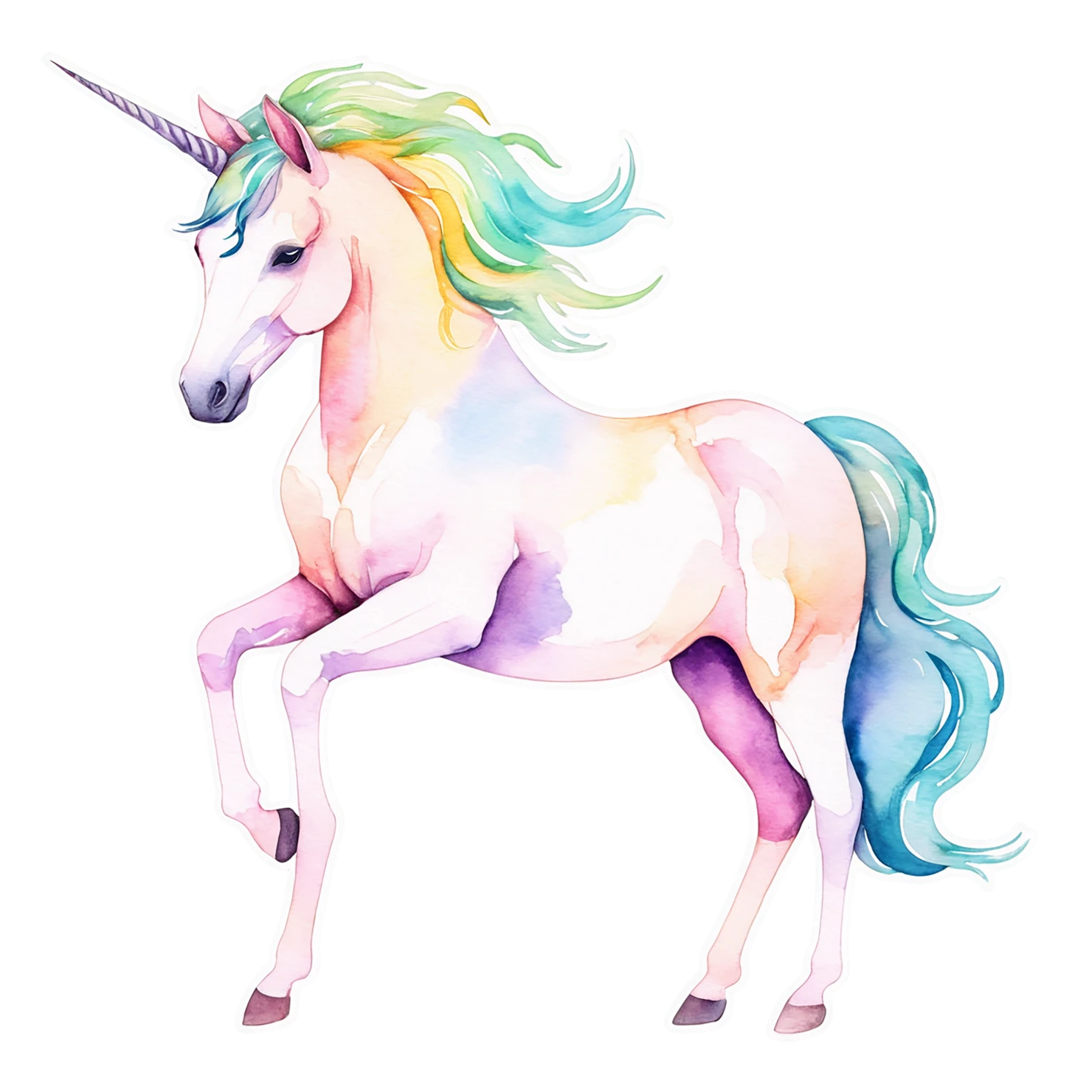 Unicorn watercolor sticker isolated on transparent background #22964
