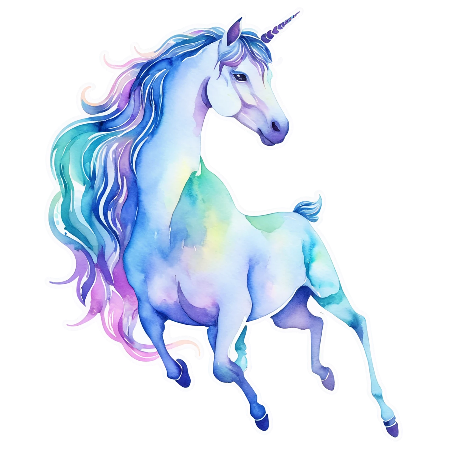 Unicorn watercolor sticker isolated on transparent background #22965