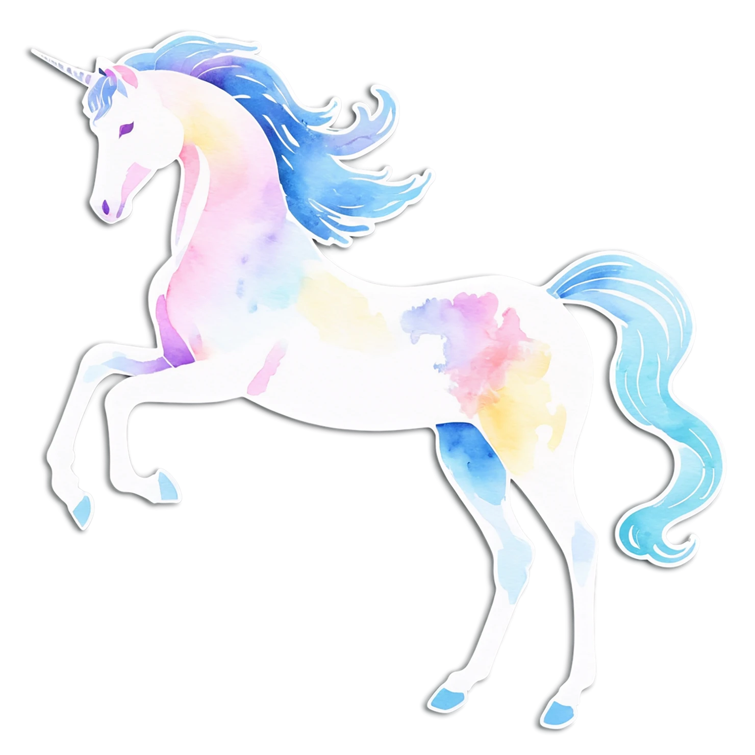 Unicorn watercolor sticker isolated on transparent background #22966