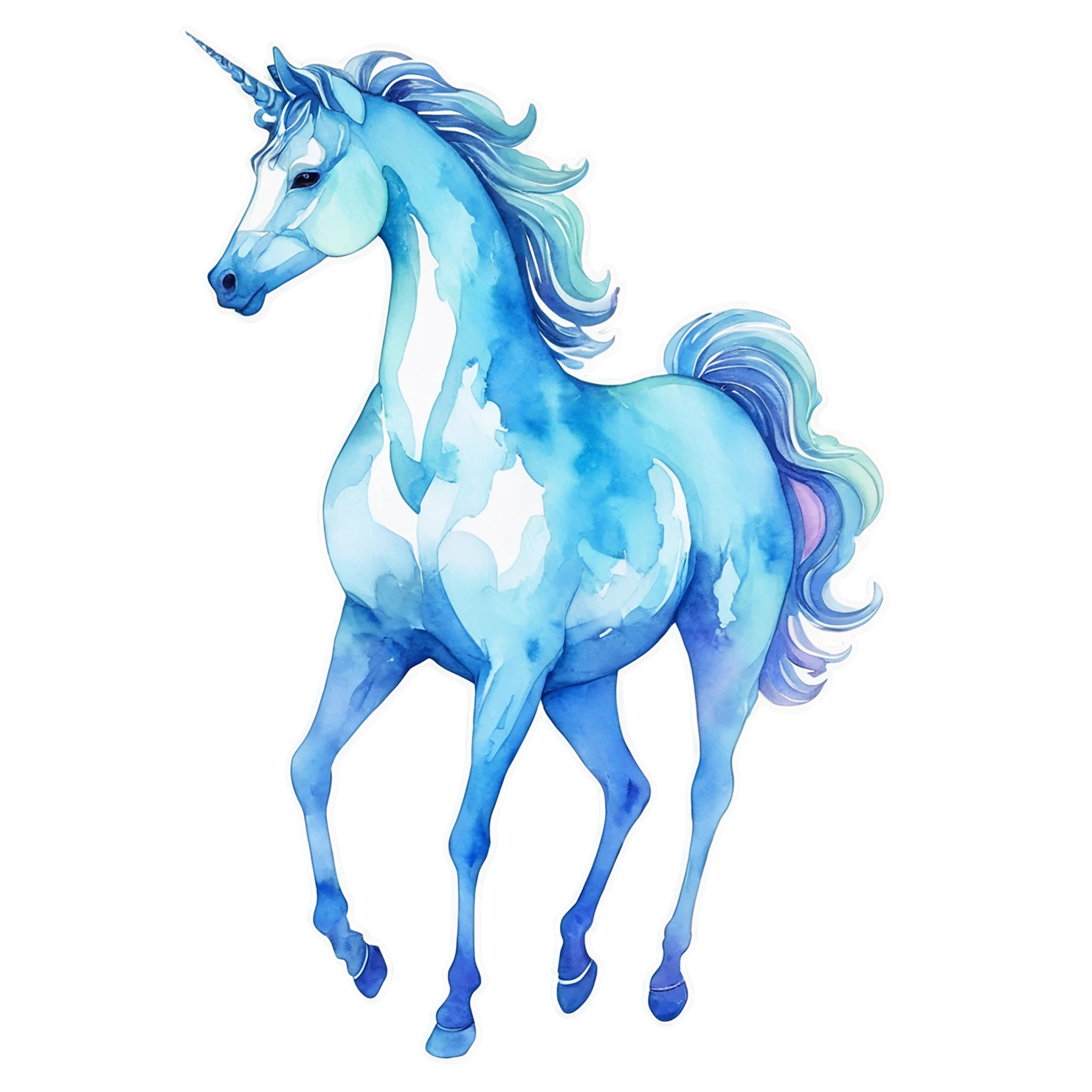 Unicorn watercolor sticker isolated on transparent background #22967