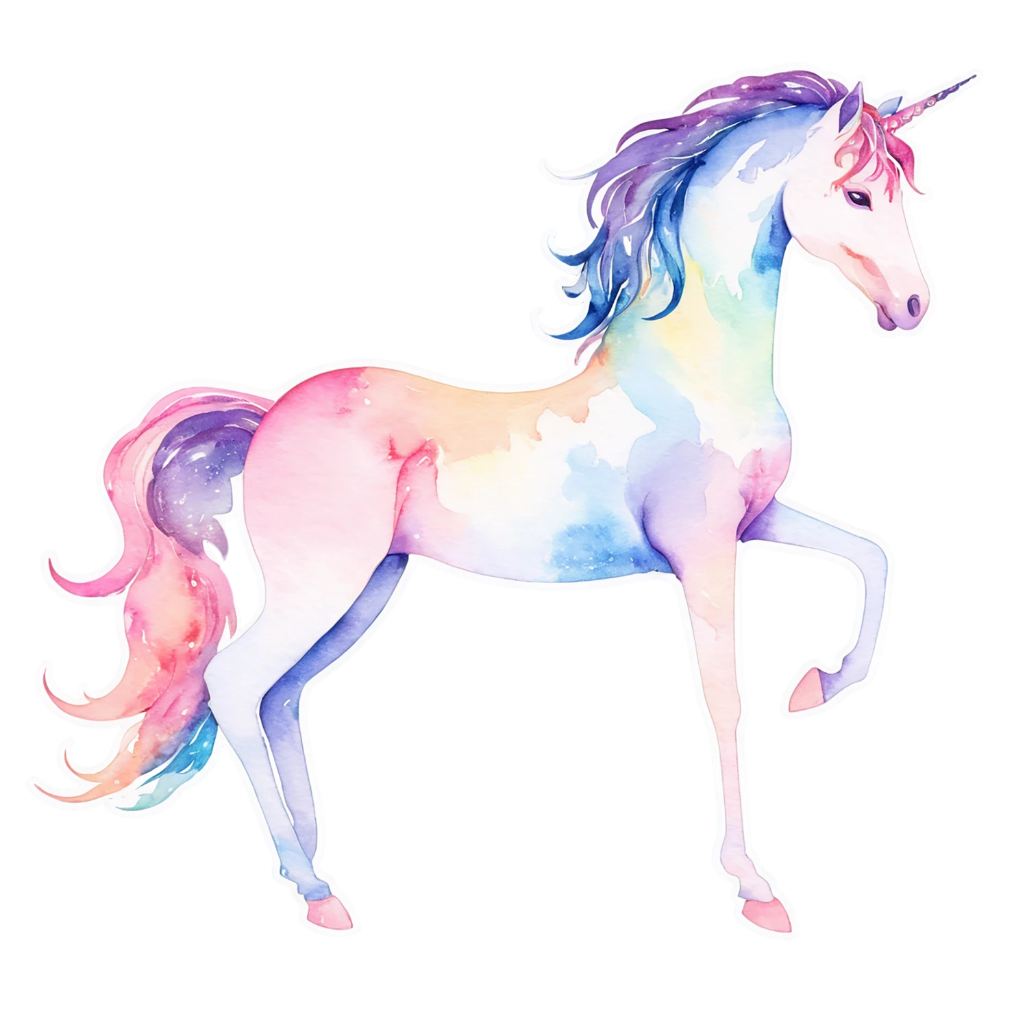 Unicorn watercolor sticker isolated on transparent background #22968