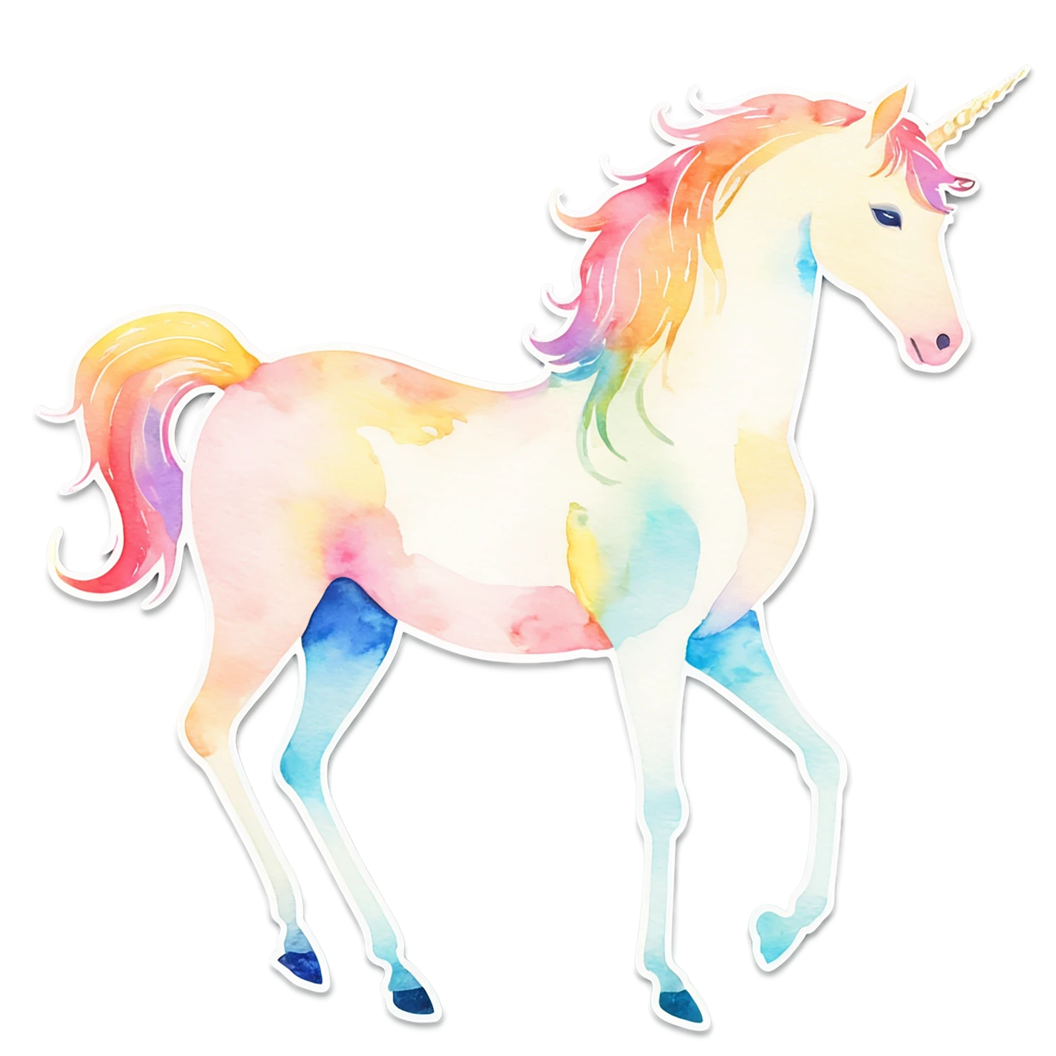 Unicorn watercolor sticker isolated on transparent background #22969
