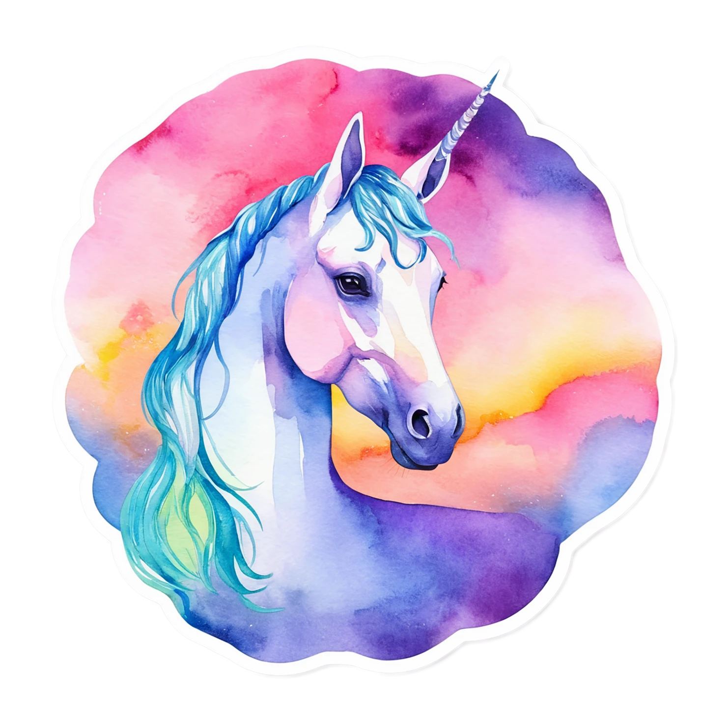 Unicorn watercolor sticker isolated on transparent background #22970