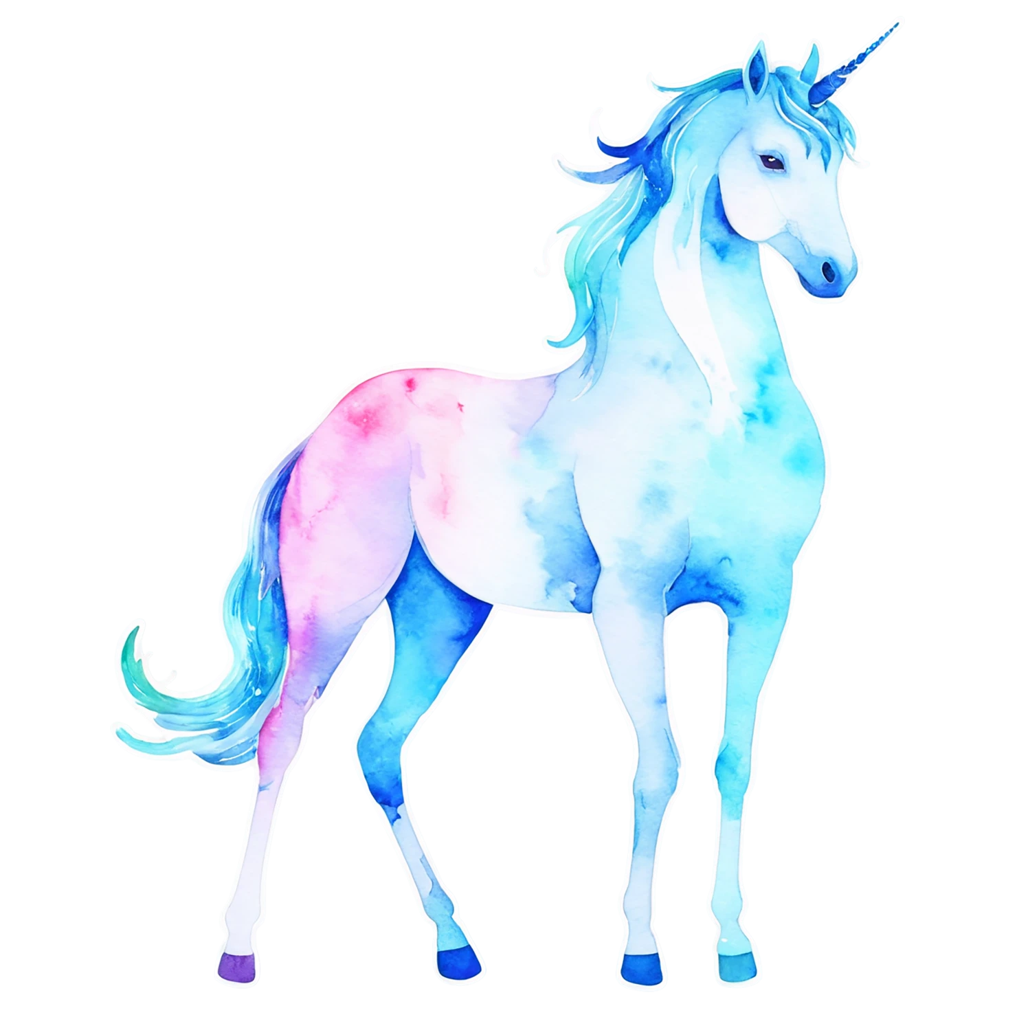 Unicorn watercolor sticker isolated on transparent background #22971