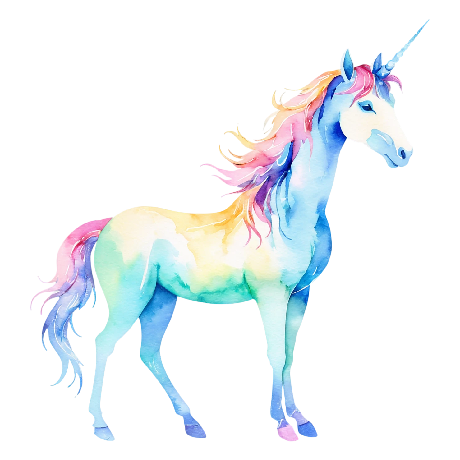 Unicorn watercolor sticker isolated on transparent background #22972