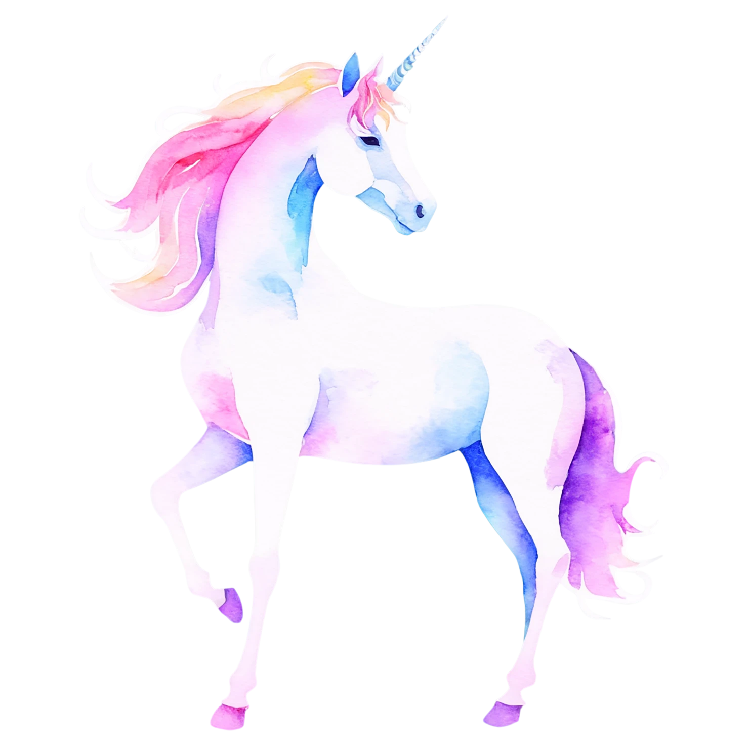 Unicorn watercolor sticker isolated on transparent background #22973