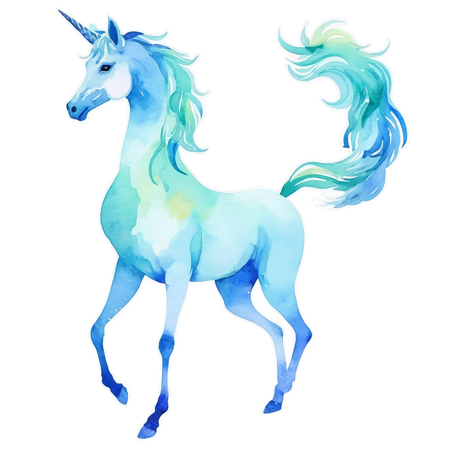 Unicorn watercolor sticker isolated on transparent background #22976
