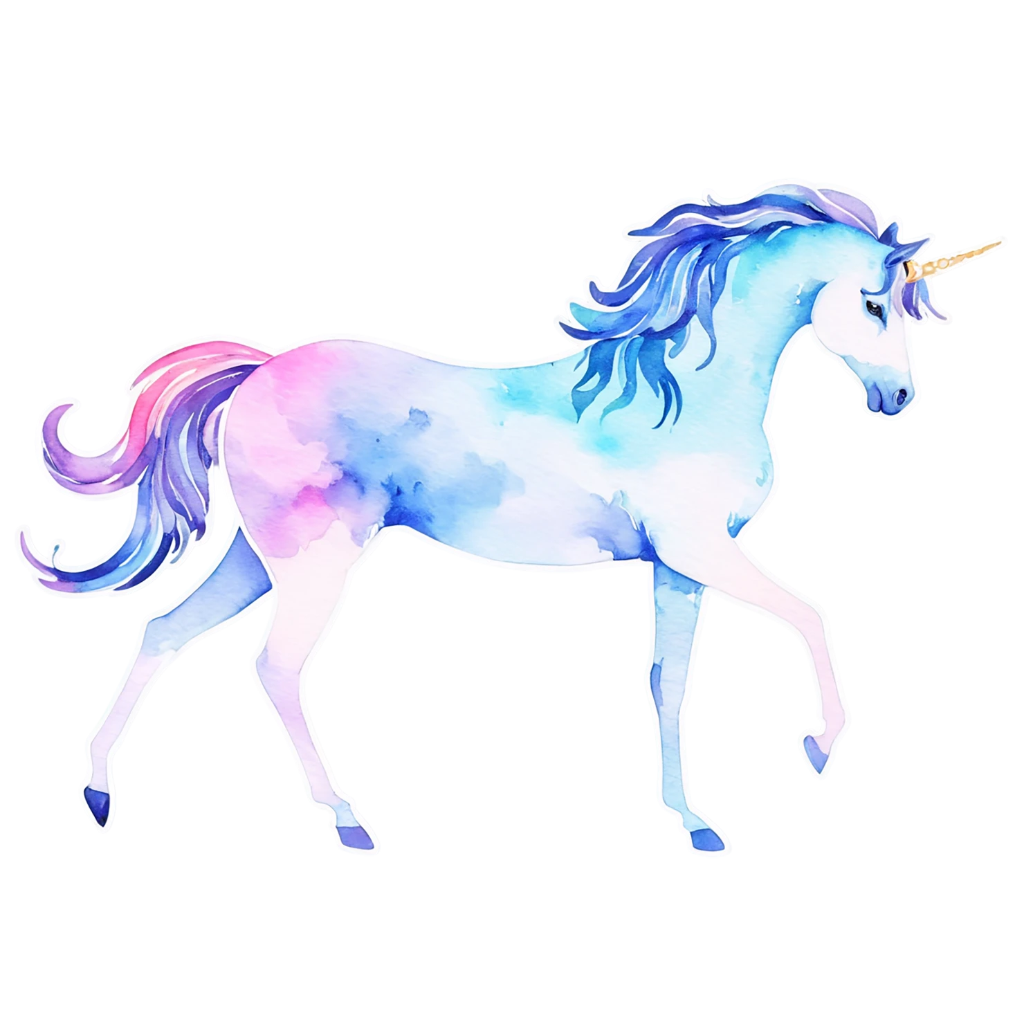 Unicorn watercolor sticker isolated on transparent background #22978