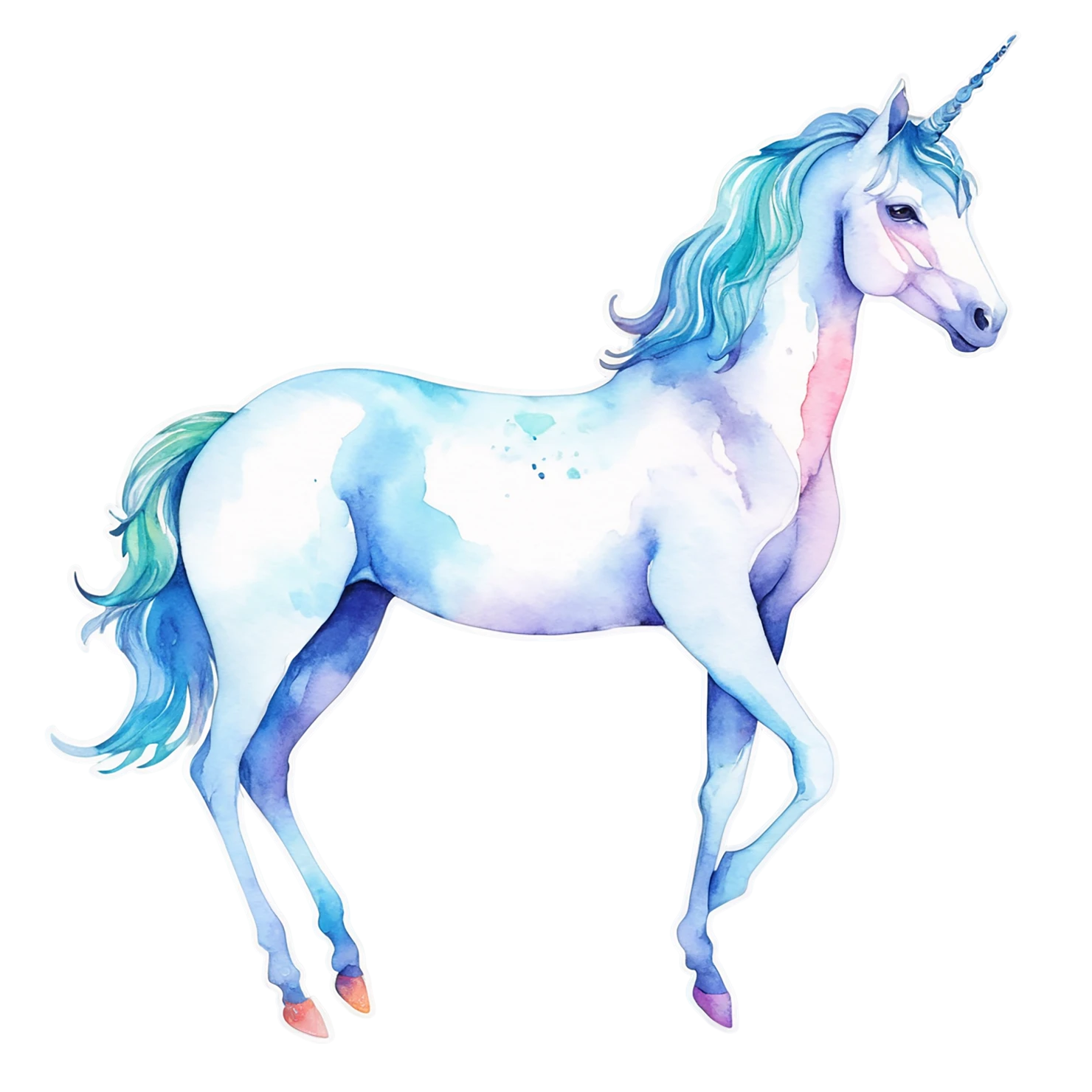Unicorn watercolor sticker isolated on transparent background #22979