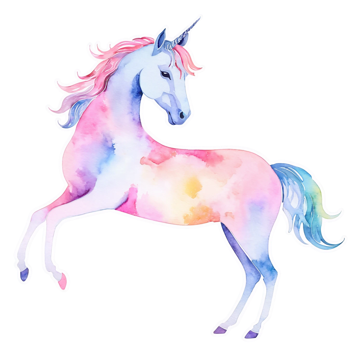 Unicorn watercolor sticker isolated on transparent background #22980