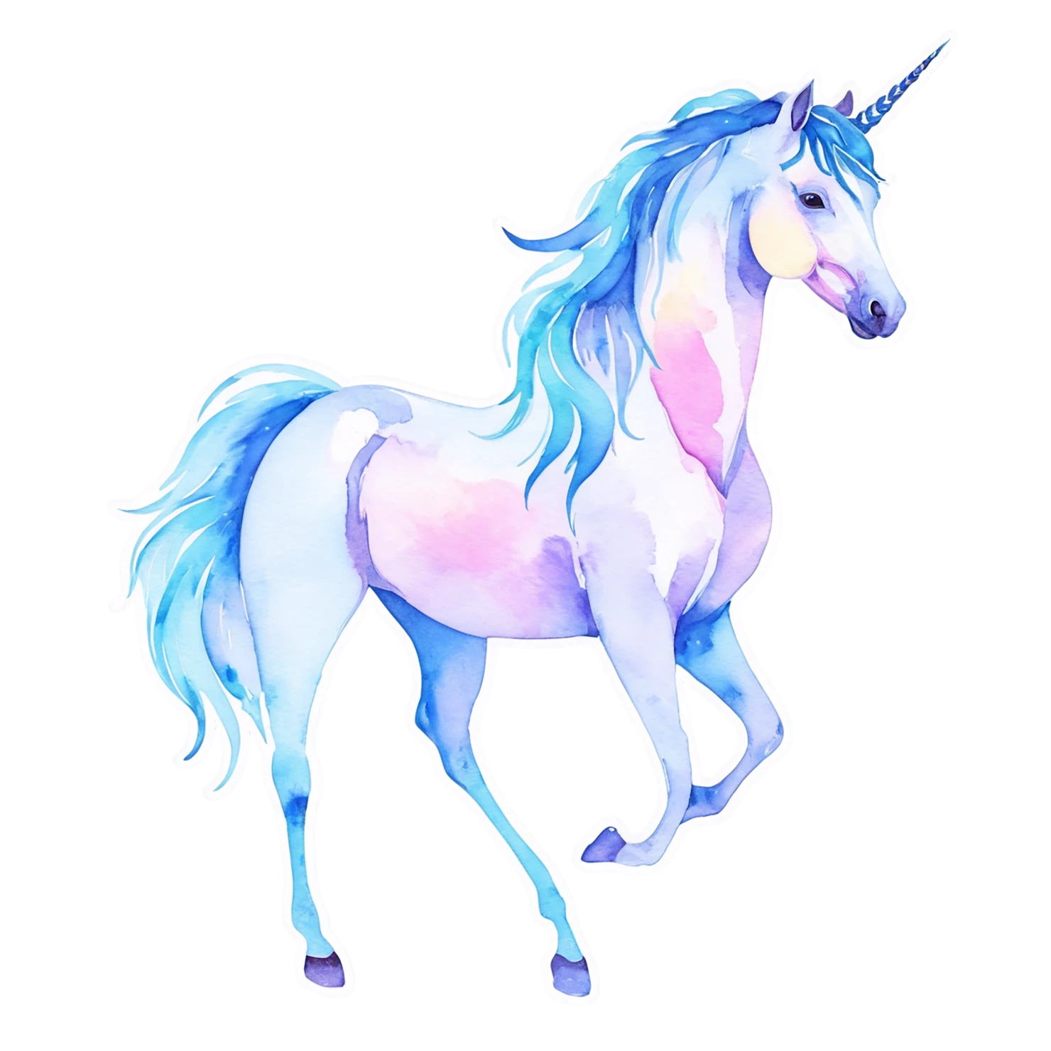 Unicorn watercolor sticker isolated on transparent background #22982