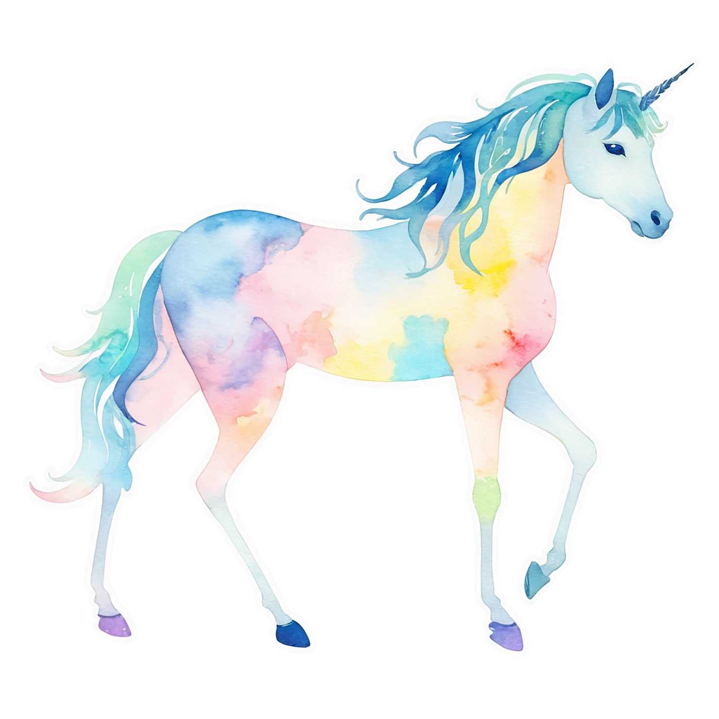 Unicorn watercolor sticker isolated on transparent background #22983