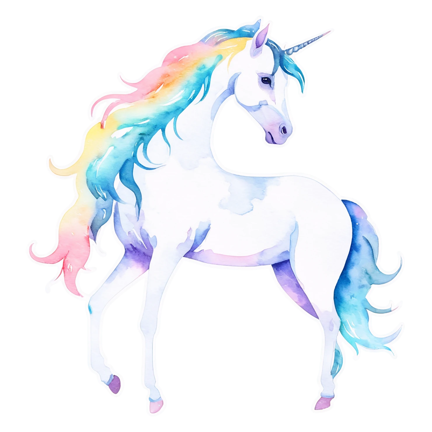 Unicorn watercolor sticker isolated on transparent background #22984