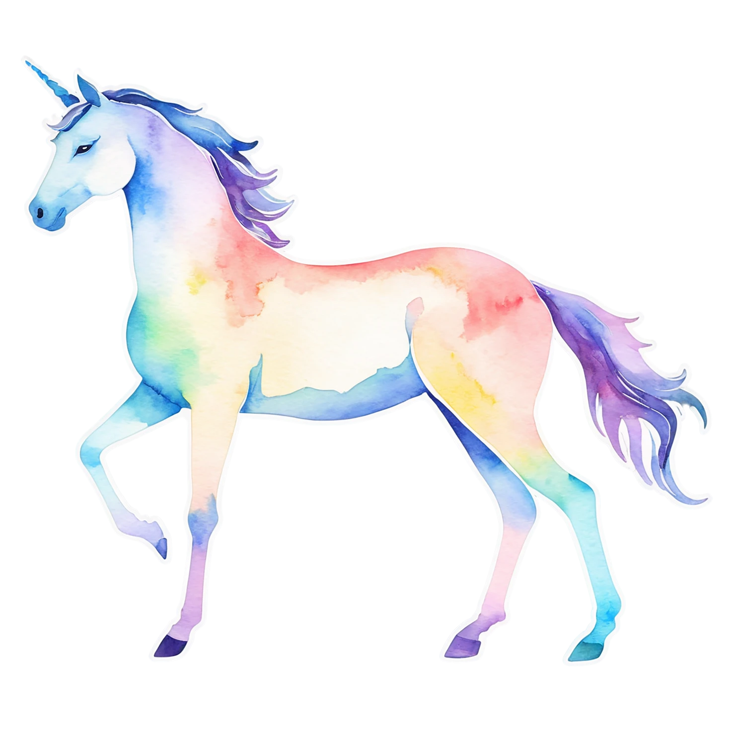 Unicorn watercolor sticker isolated on transparent background #22985