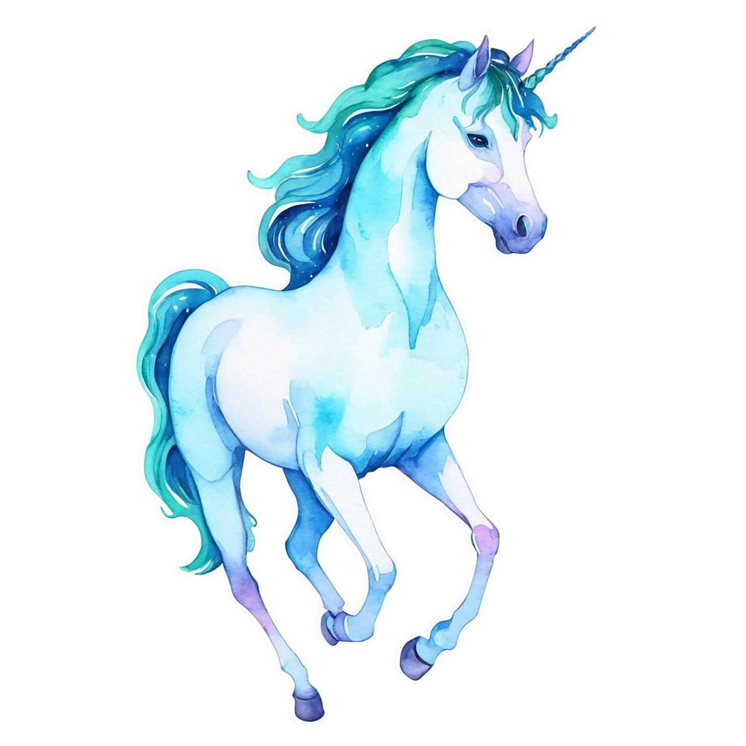 Unicorn watercolor sticker isolated on transparent background #22987