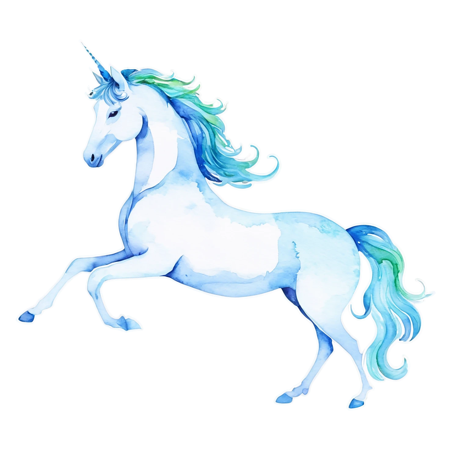 Unicorn watercolor sticker isolated on transparent background #22988