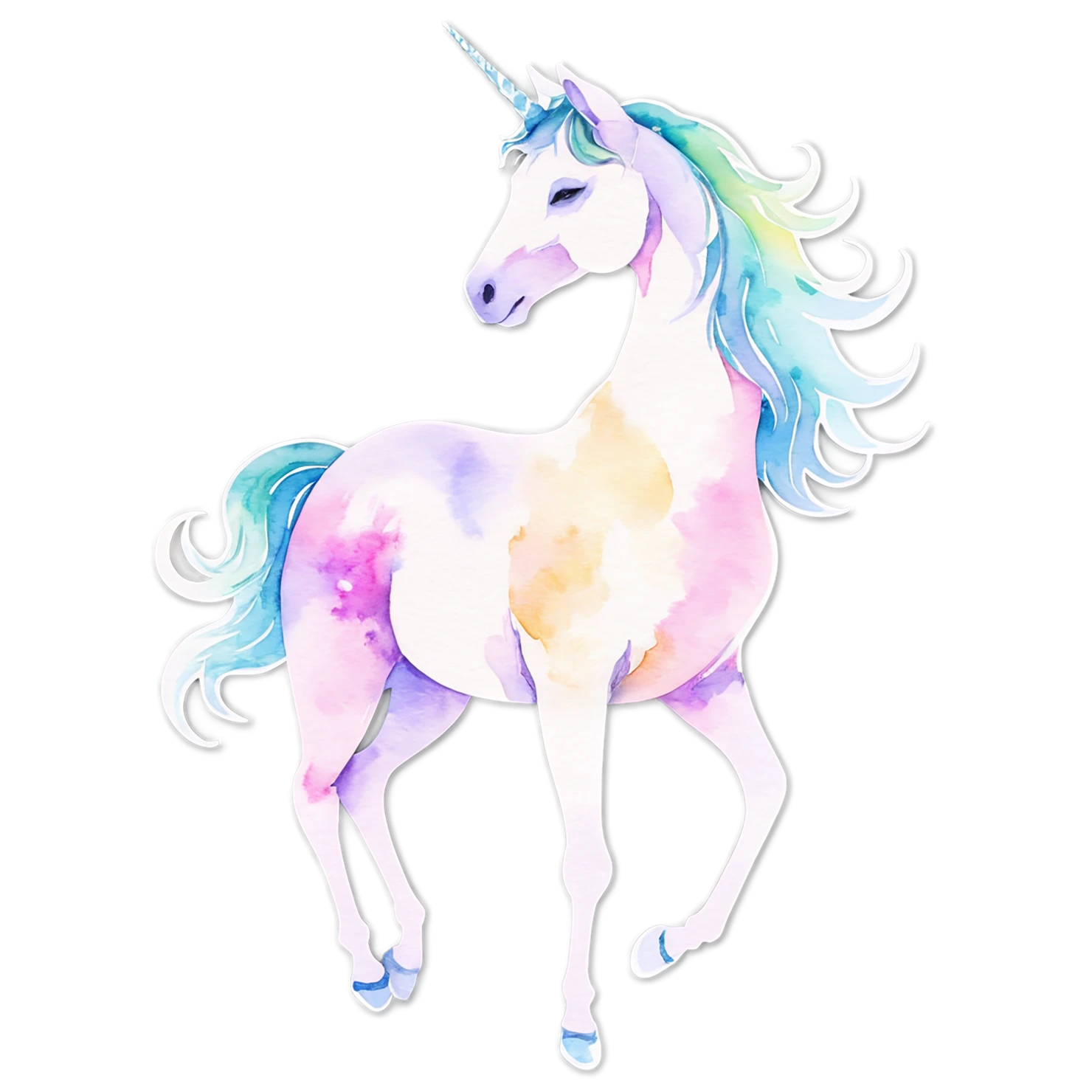 Unicorn watercolor sticker isolated on transparent background #22989