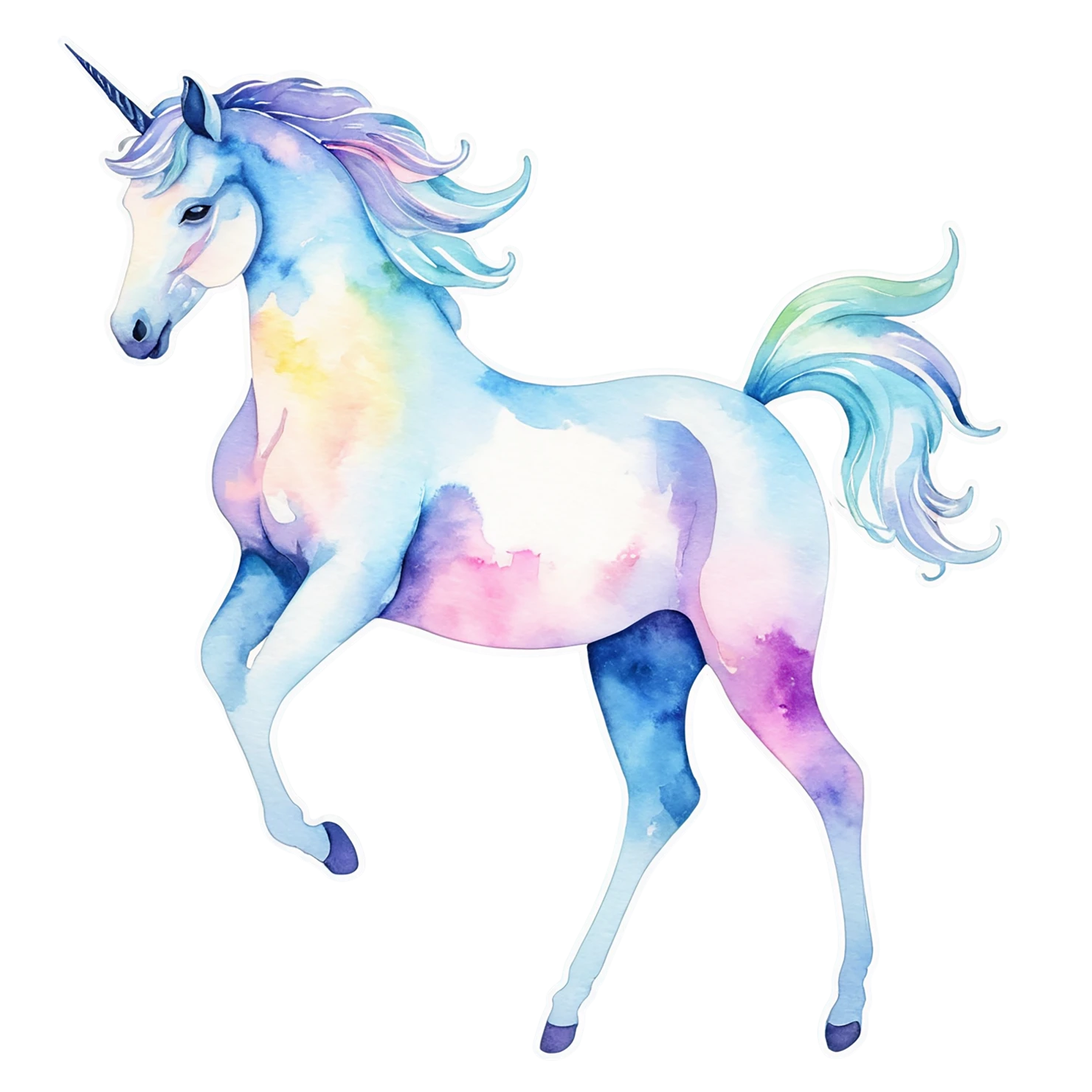 Unicorn watercolor sticker isolated on transparent background #22994