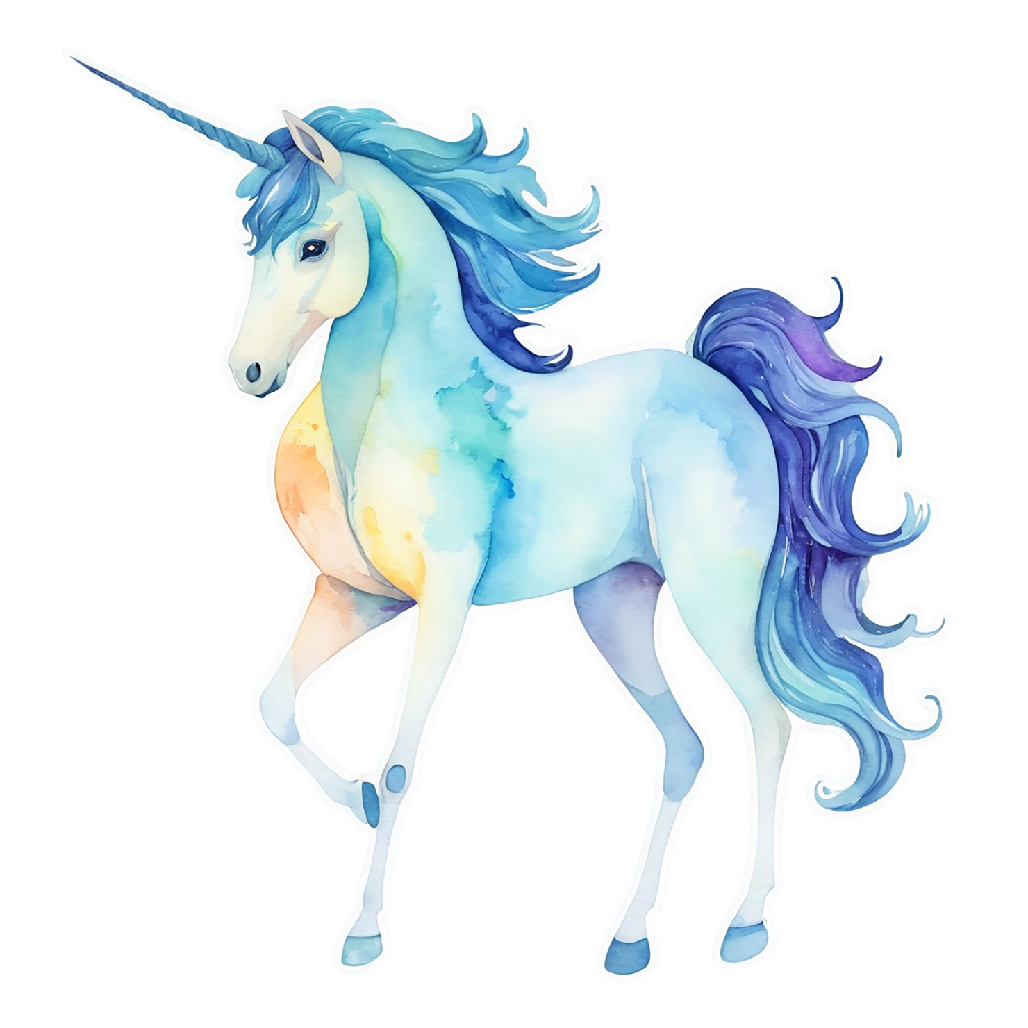 Unicorn watercolor sticker isolated on transparent background #22995