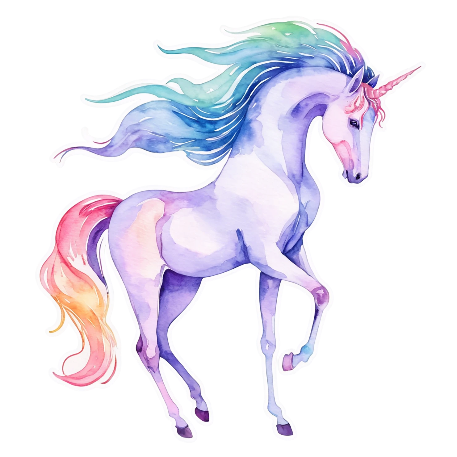 Unicorn watercolor sticker isolated on transparent background #22996