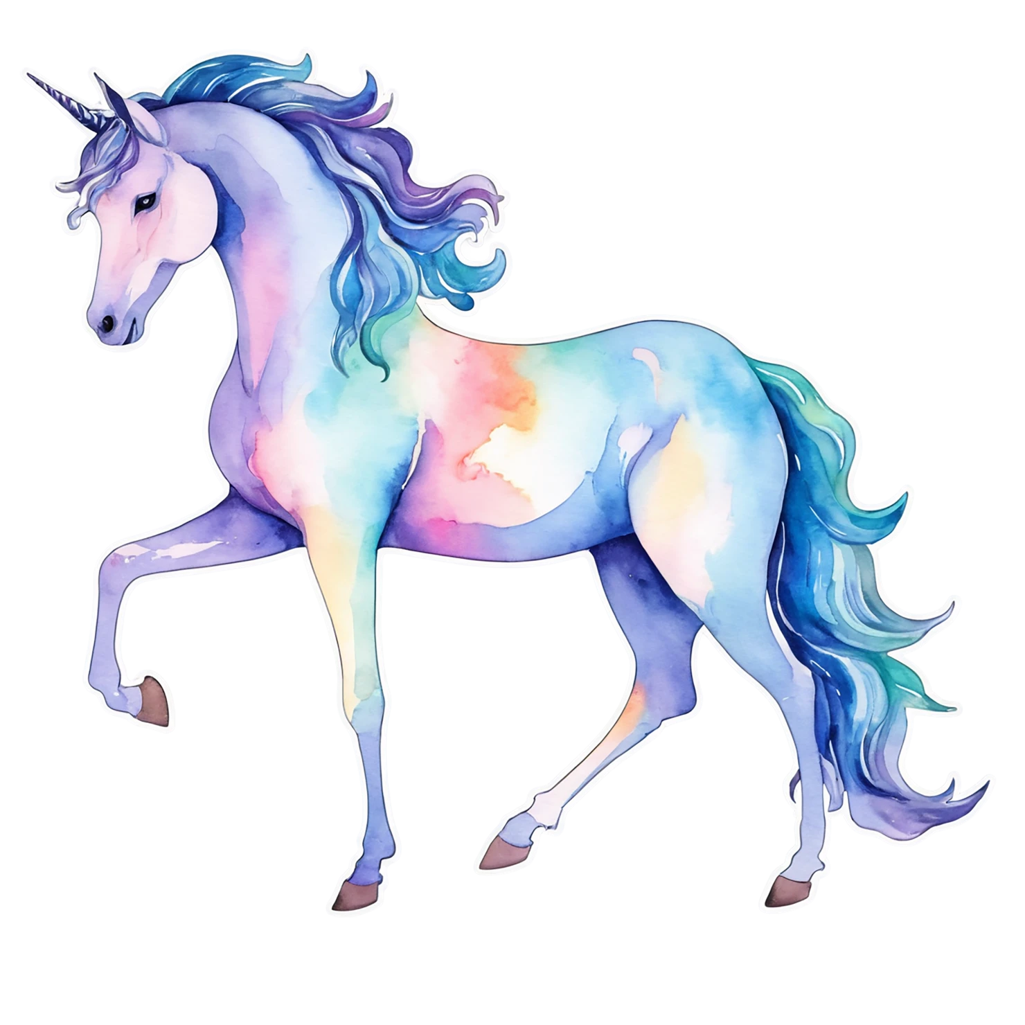 Unicorn watercolor sticker isolated on transparent background #22997